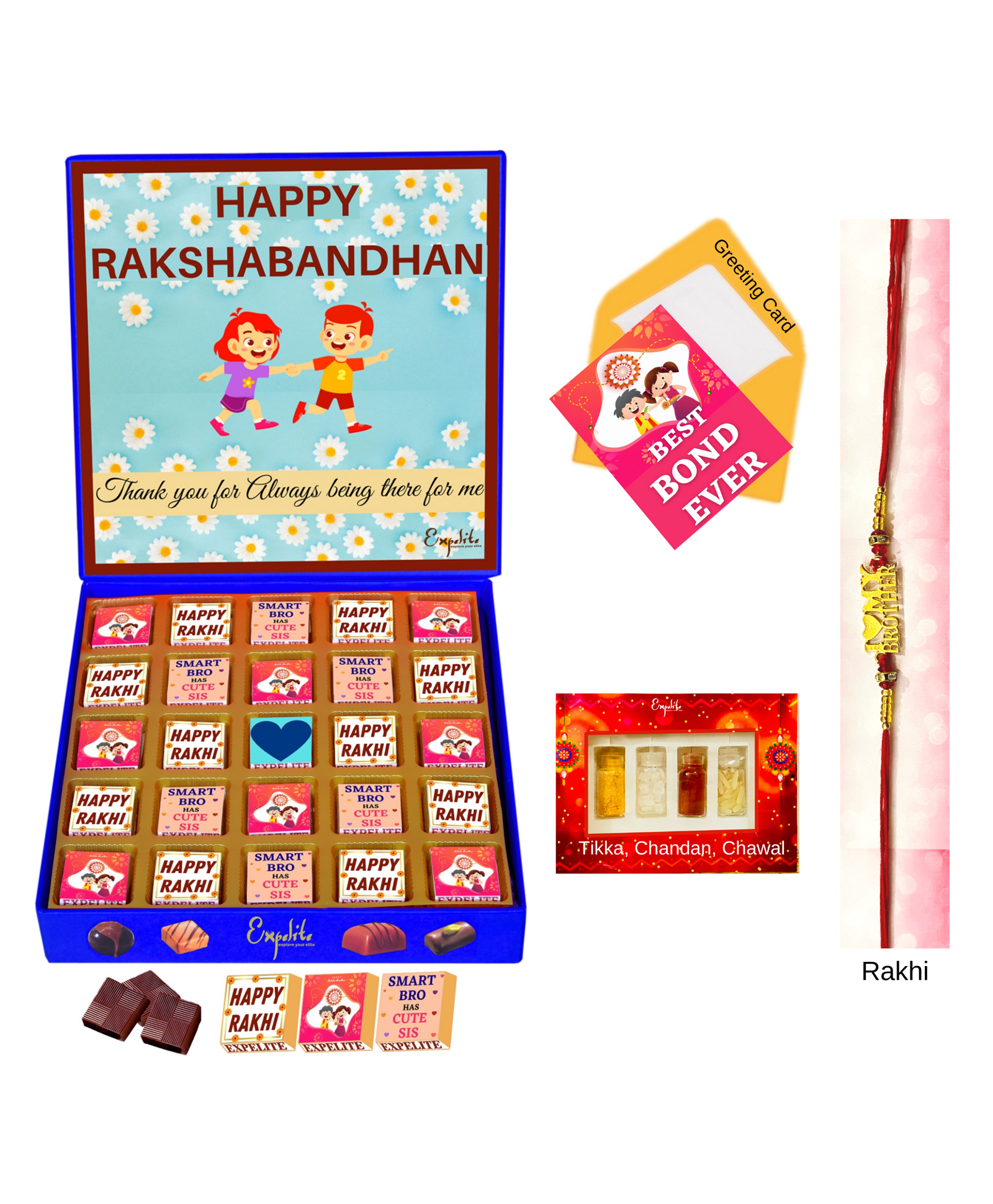 Expelite Rakhi Chocolates With Greeting Card Combo - Multicolor-image-7