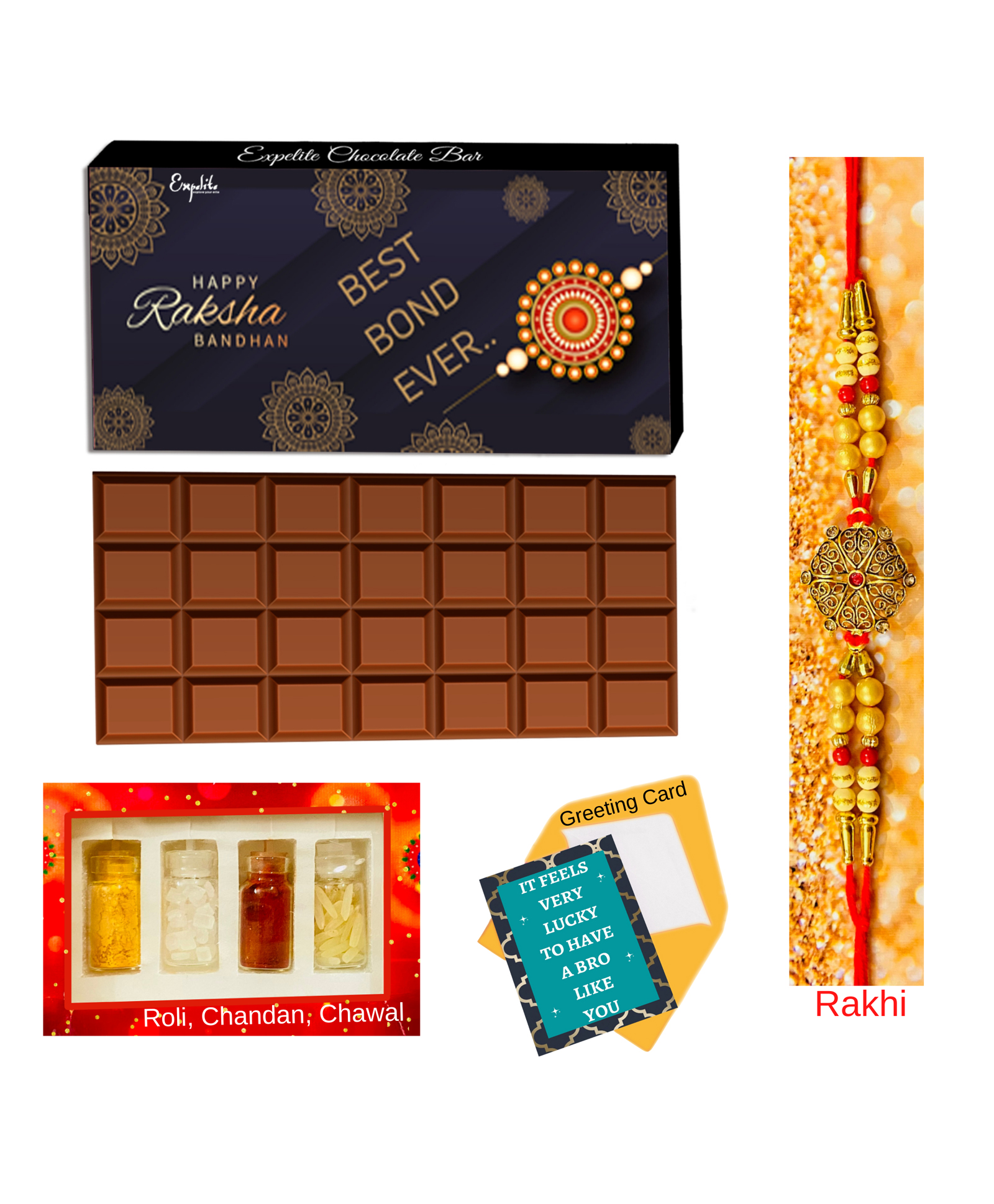 Expelite Rakhi & Chocolate Gift Bar Combo - Multicolor-image-30
