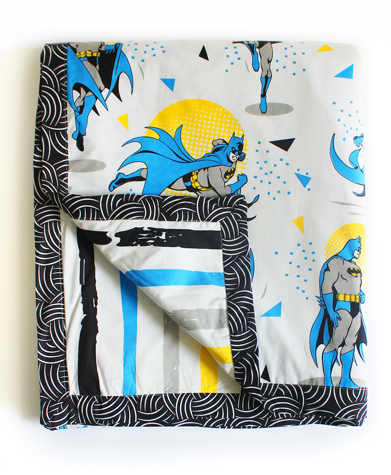 Silverlinen 100%Cotton Reversible Single Blanket Dohar Batman Print - White Blue-image-23