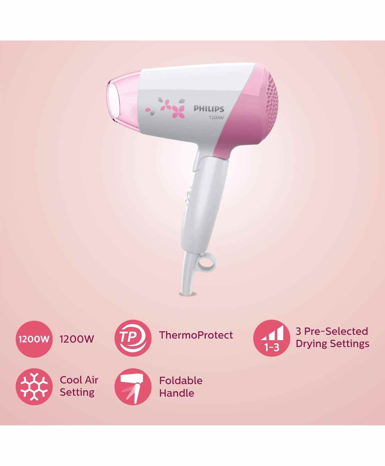 Philips Hair Dryer with Foldable Handle - Pink Online in India, Buy at Best Price from - 9517507 Philips Hair Dryer with Foldable Handle - Pink Online in India, Buy at Best Price from - 9517507