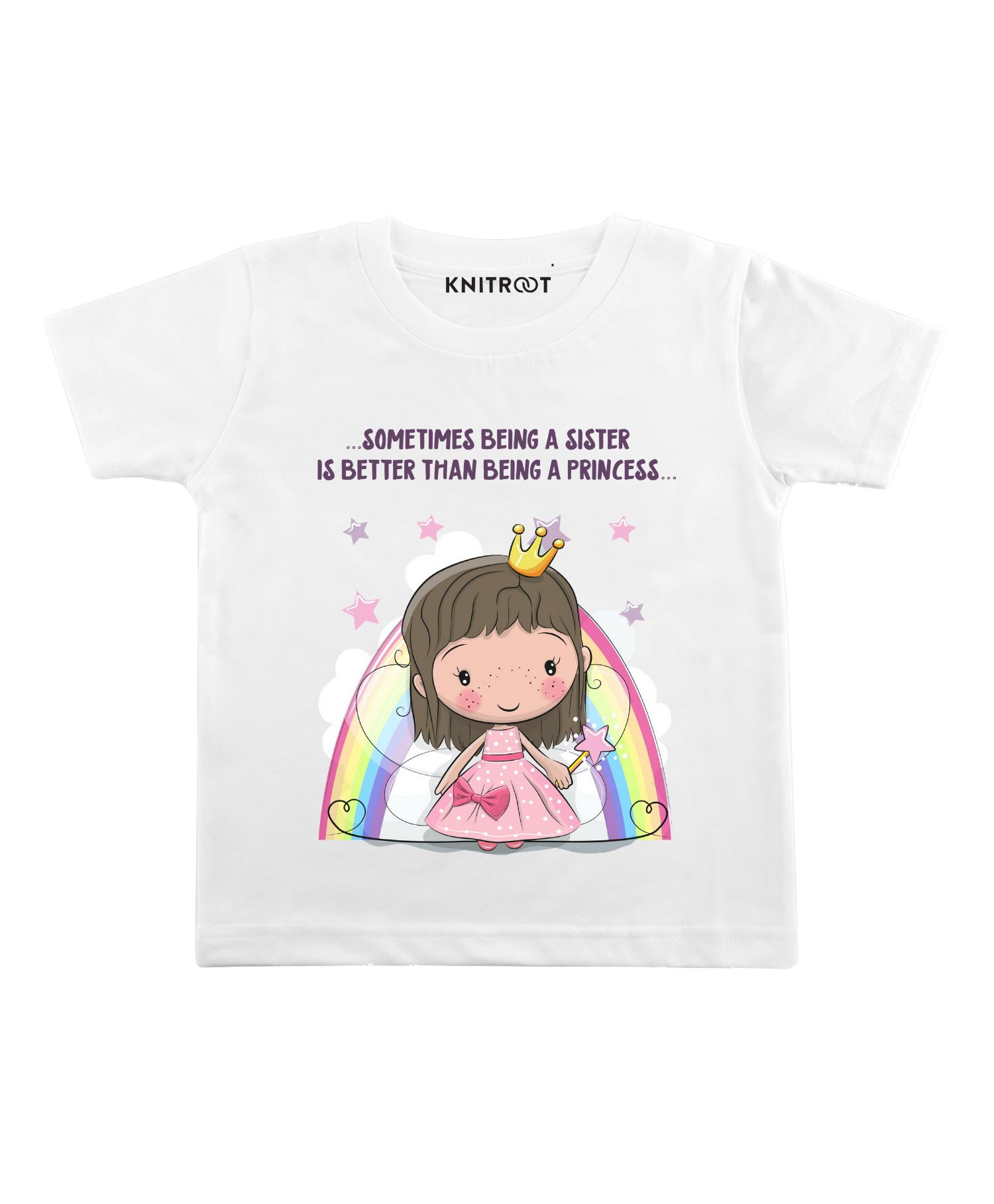 KNITROOT Half Sleeves Being A Princess Print Tee - White-picture-28