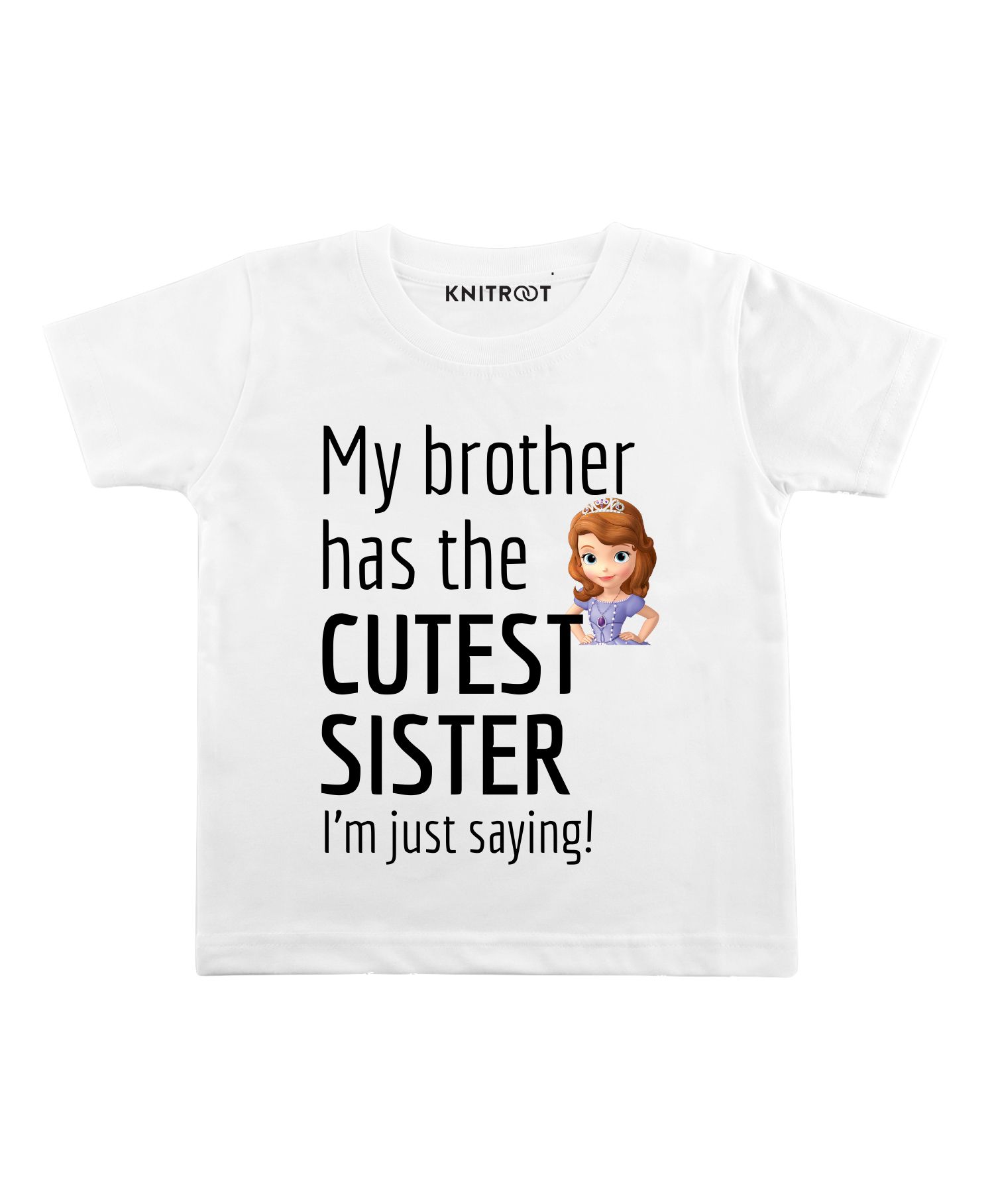 KNITROOT Half Sleeves Cutest Sister Print Tee - White-image-18