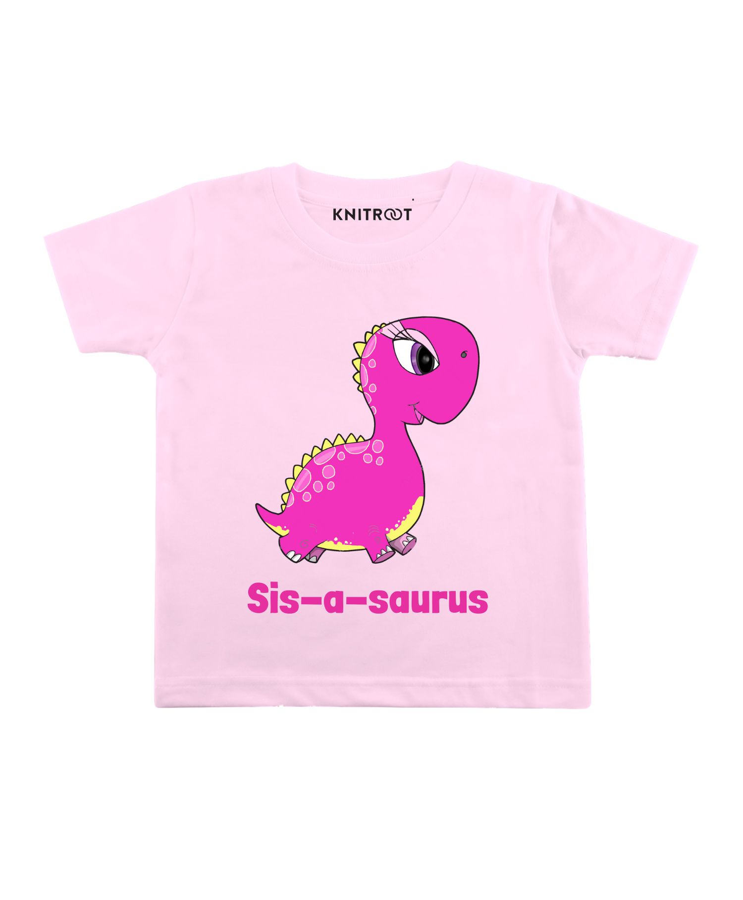 KNITROOT Half Sleeves Sis-A-Saurus Print Tee - Pink-image-26