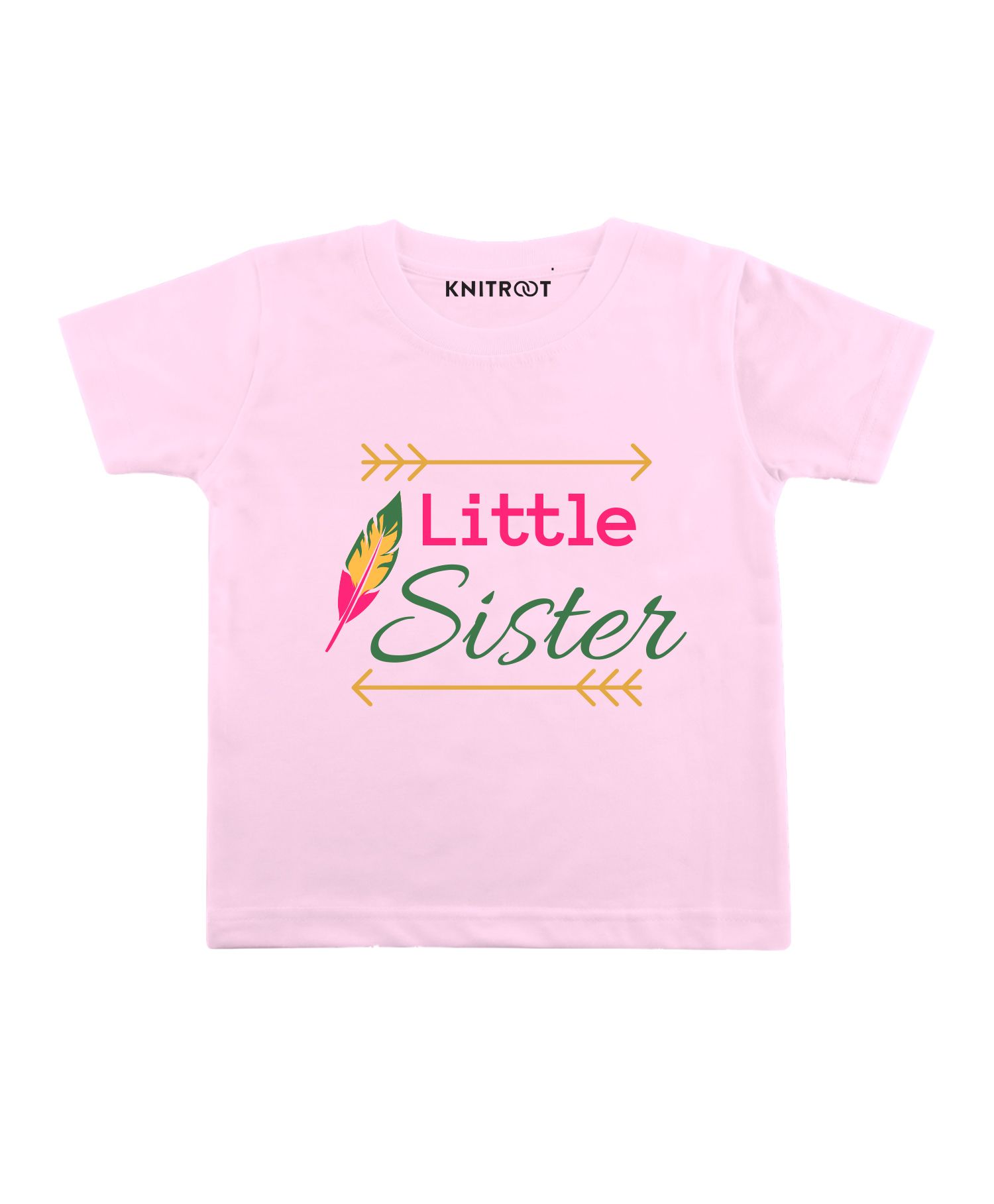 KNITROOT Half Sleeves Little Sister Printed Tee - Light Pink-picture-14