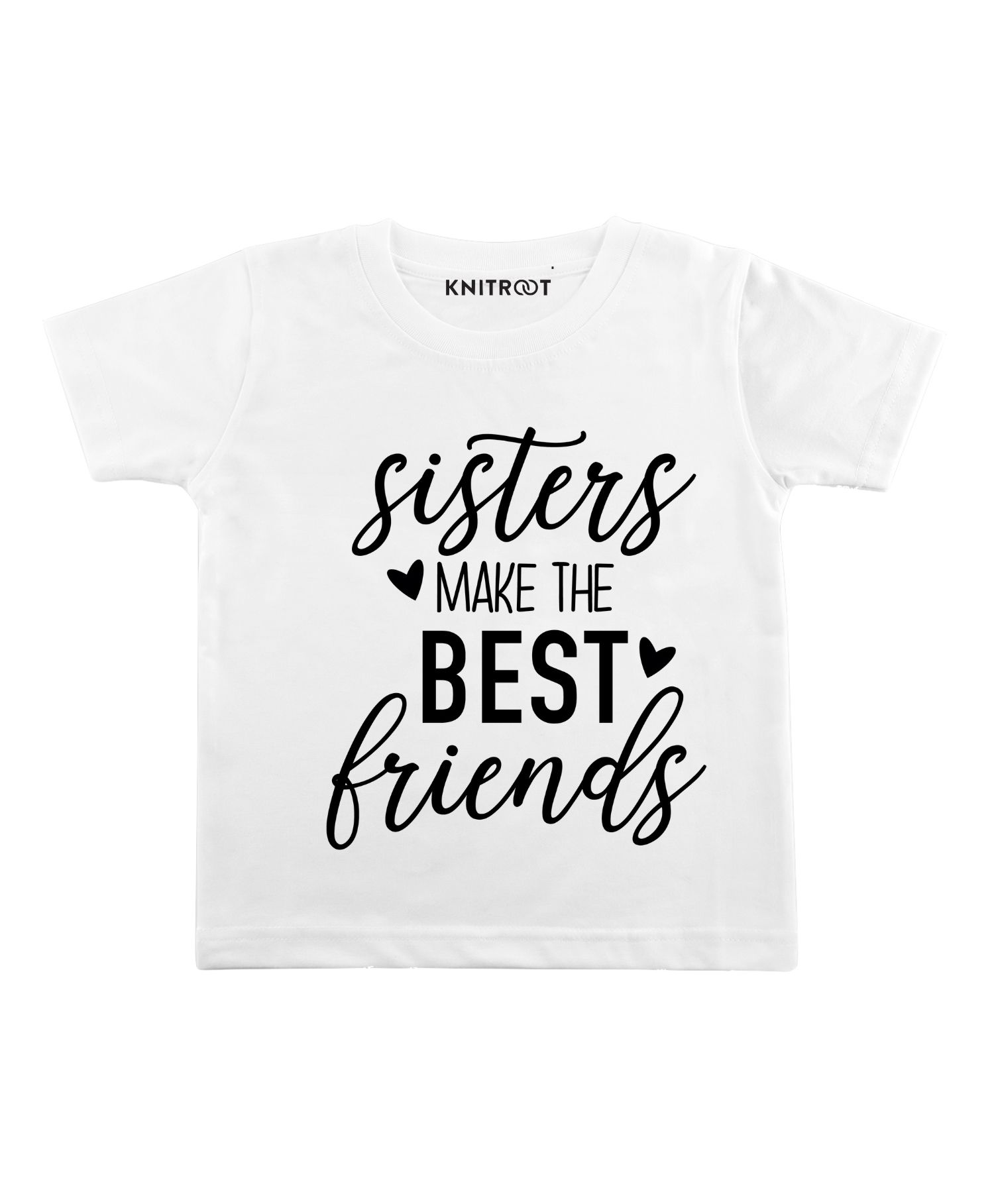 KNITROOT Half Sleeves Sisters Best Friends Printed Tee - White-picture-12