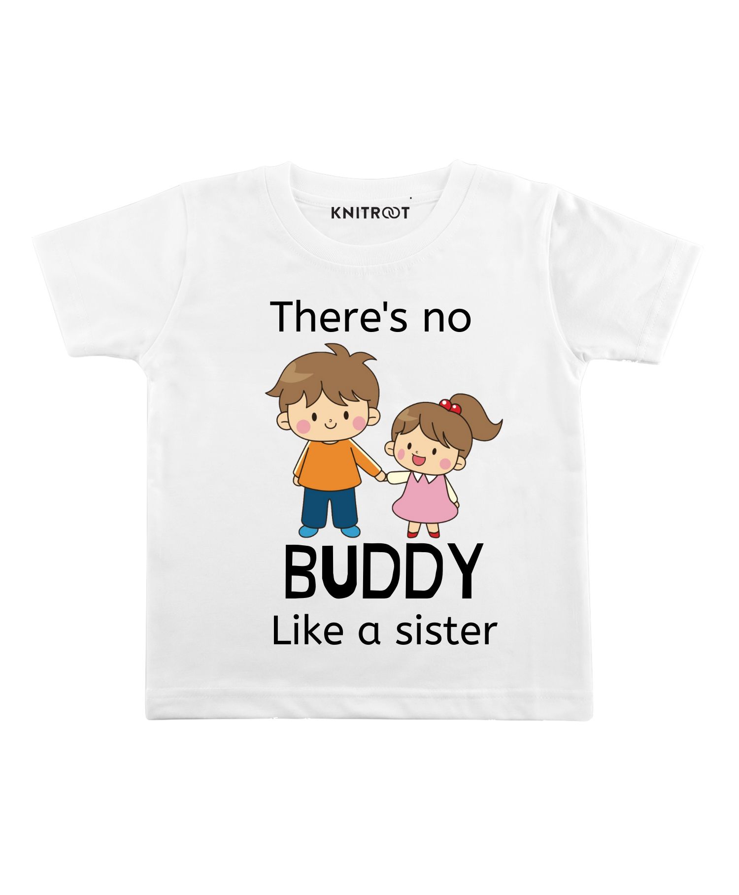 KNITROOT Half Sleeves Buddy Like Sister Printed Tee - White-picture-22