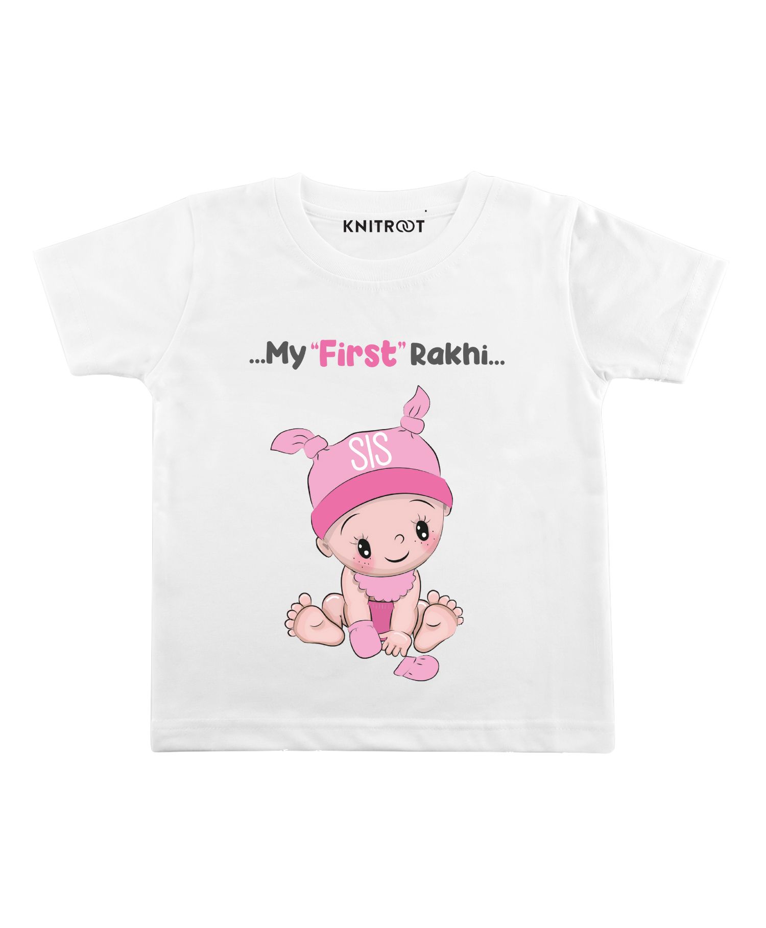 KNITROOT Half Sleeves First Rakhi Printed Tee - White-image-49