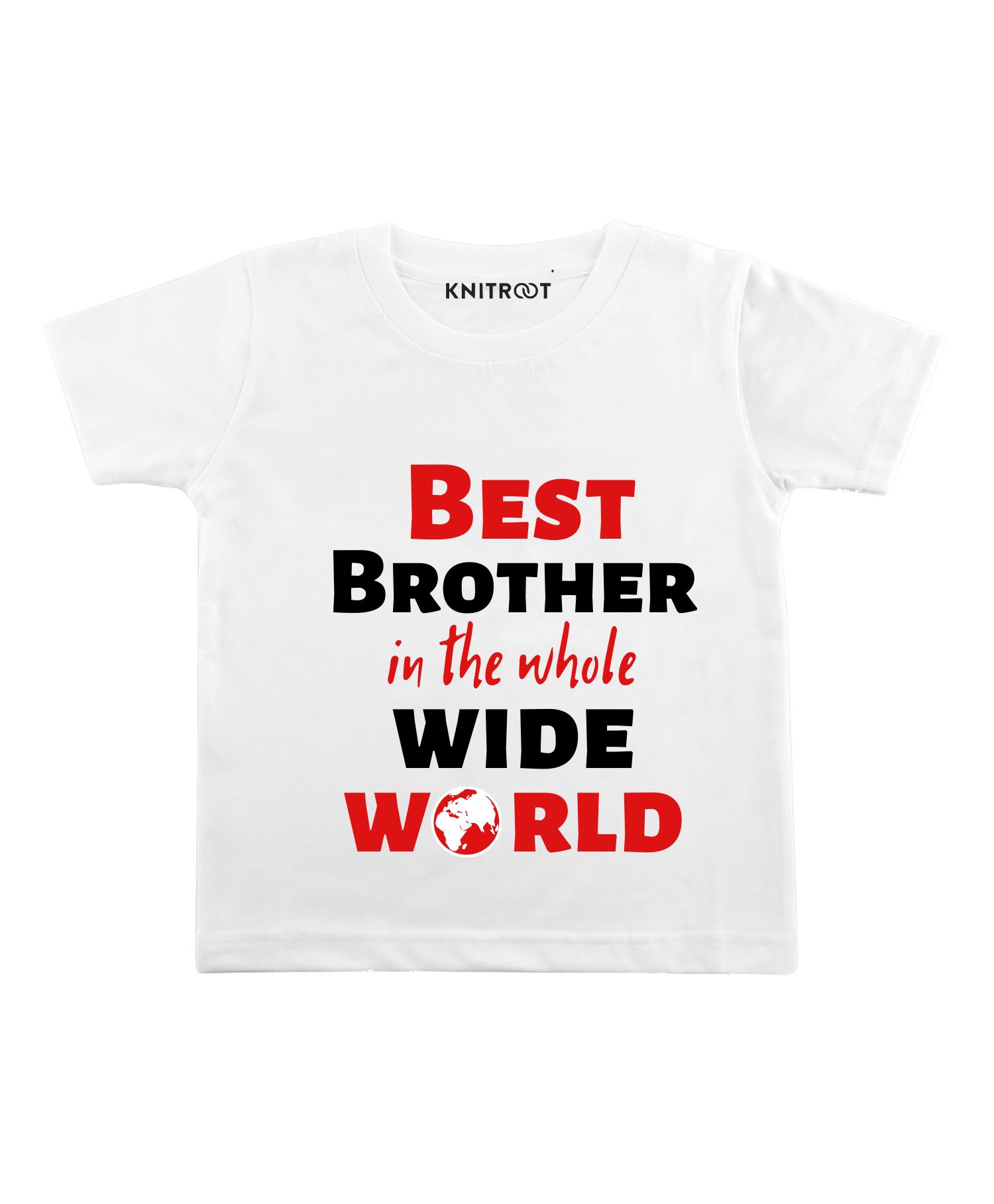 KNITROOT Half Sleeves Best Brother In The Whole World Print Tee - White-picture-35
