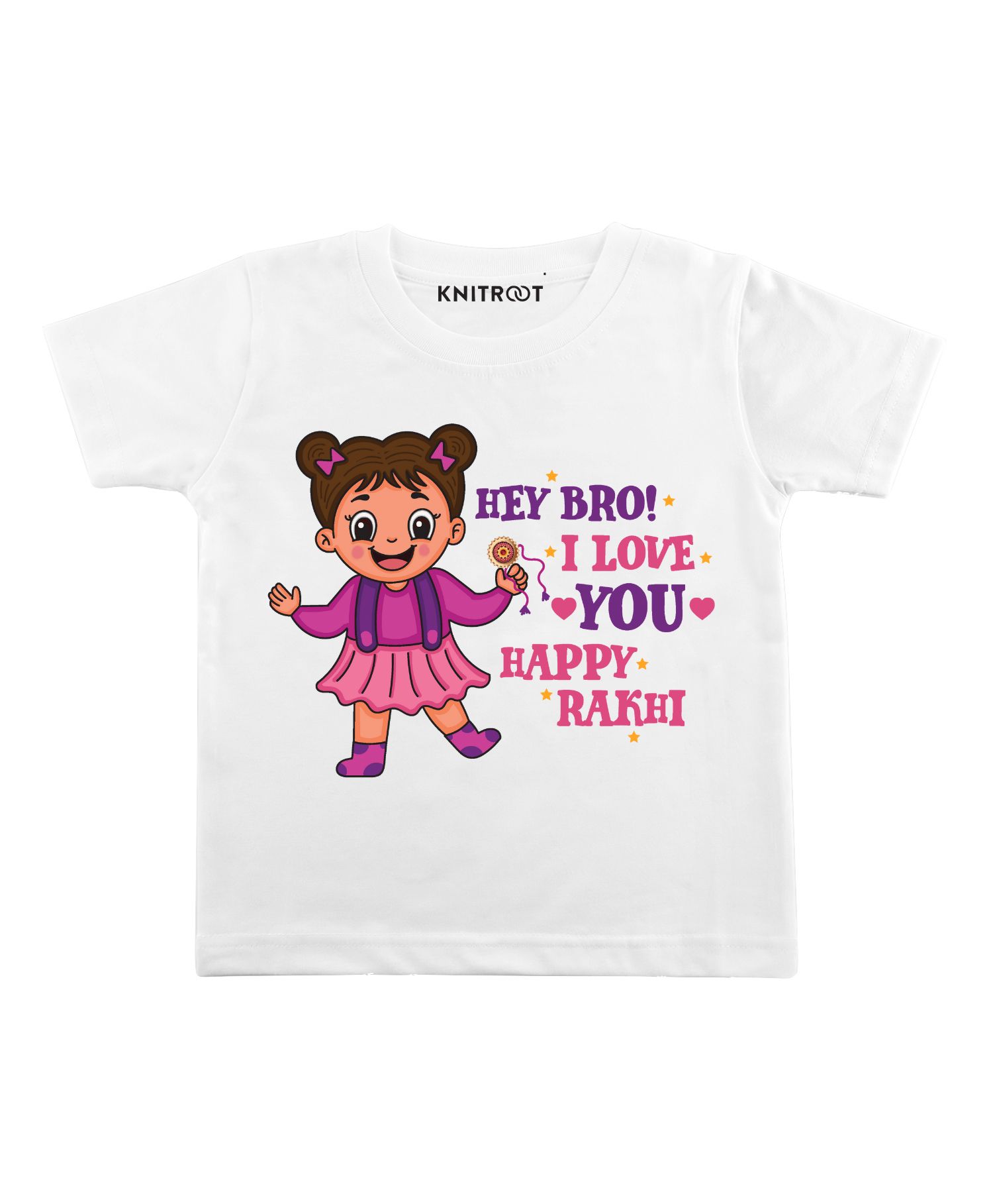 KNITROOT Half Sleeves Hey Bro Printed Tee - White-image-48