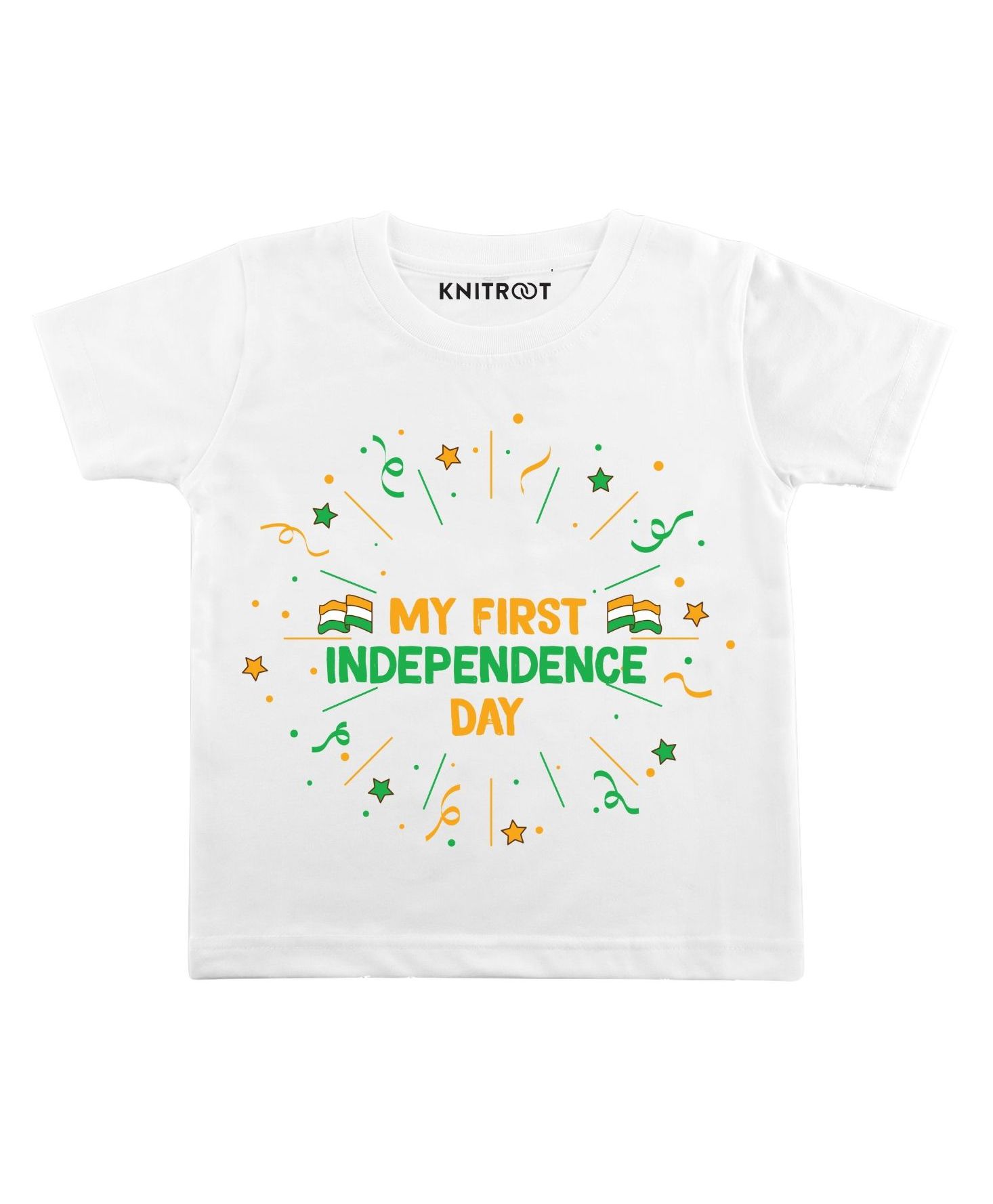 KNITROOT Half Sleeves My First Independence Day Print Tee - White-picture-39