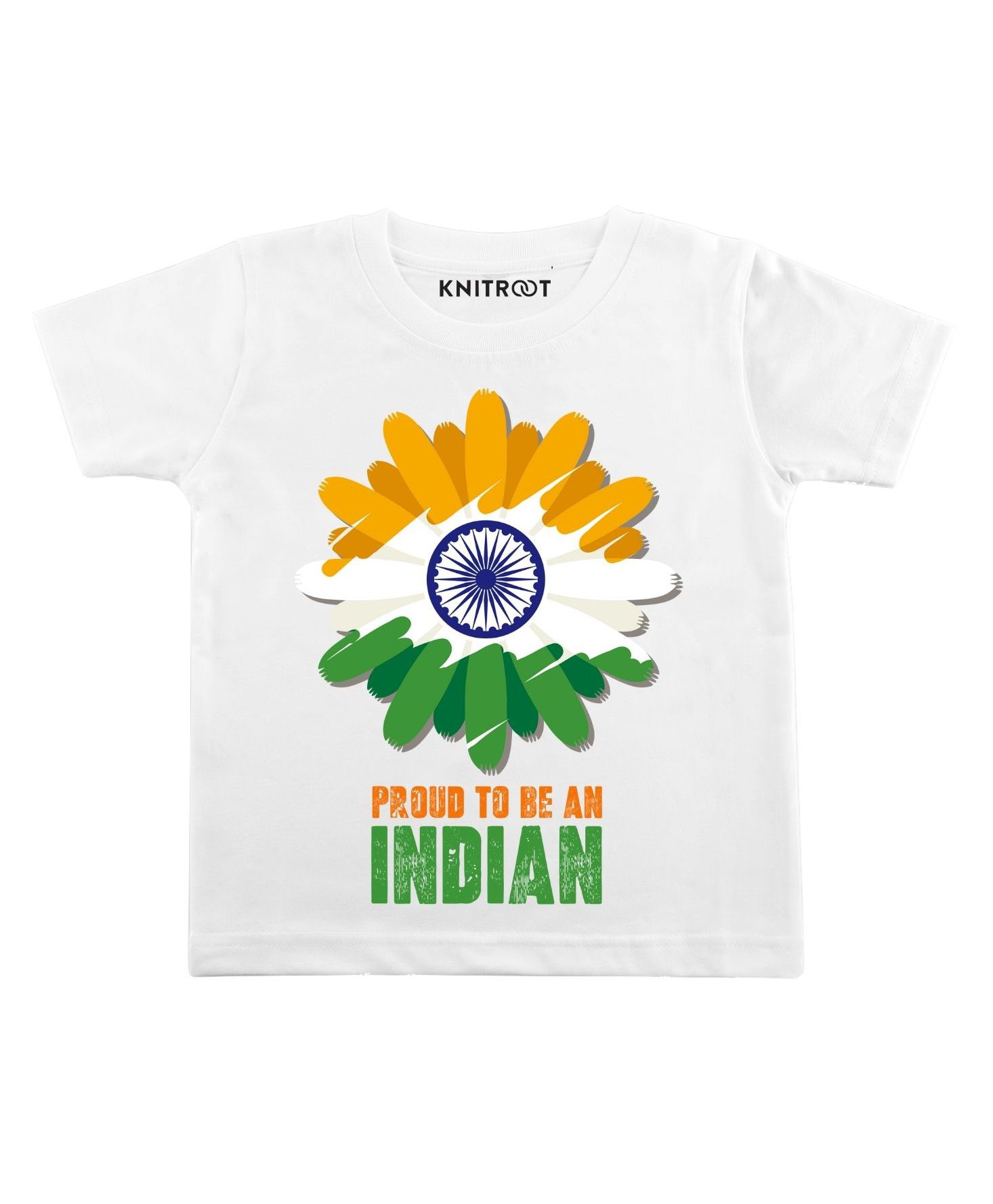 KNITROOT Half Sleeves Proud To Be Indian Print Tee - White-picture-27
