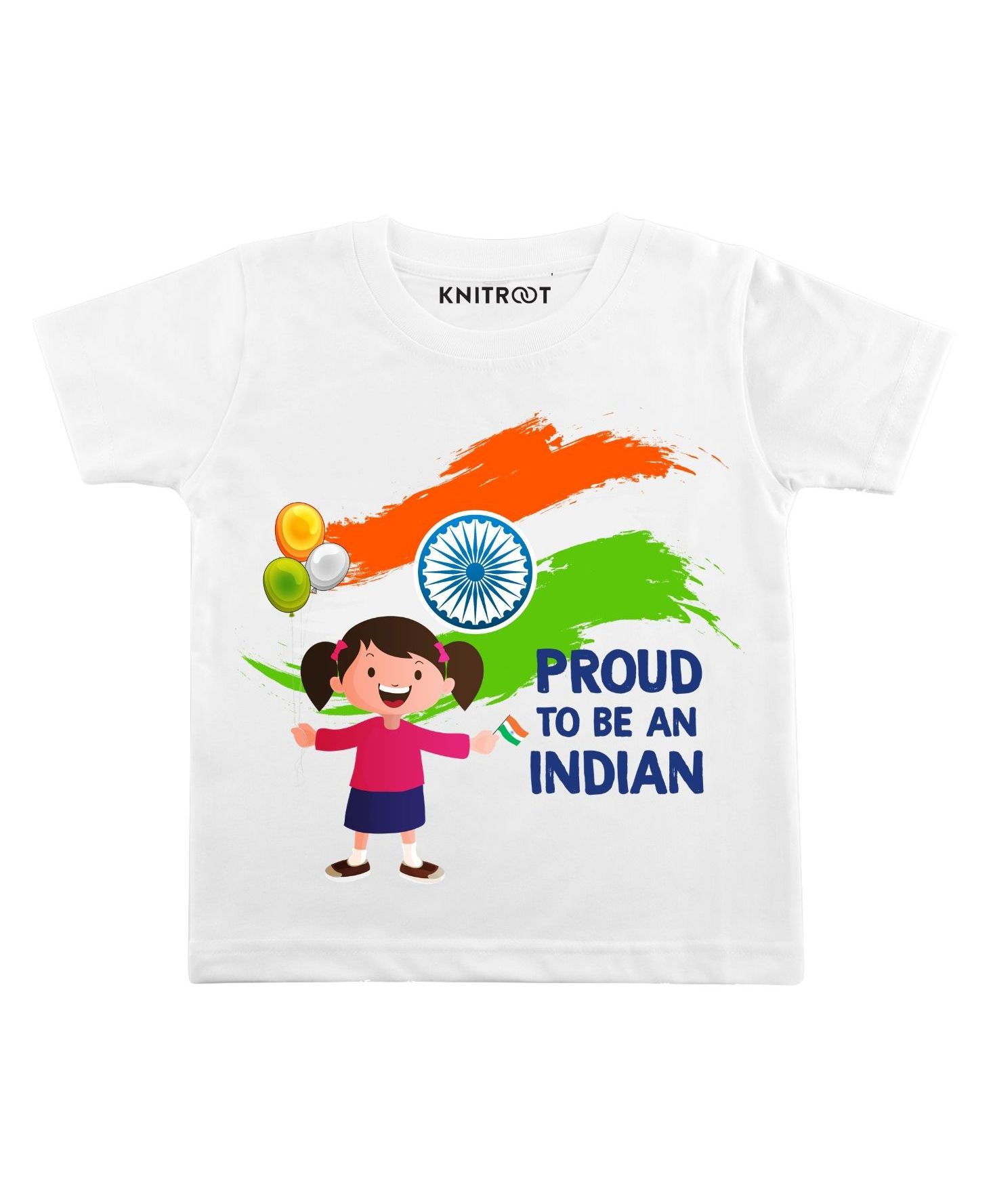 KNITROOT Half Sleeves Proud Indian Print Tee - White-image-19