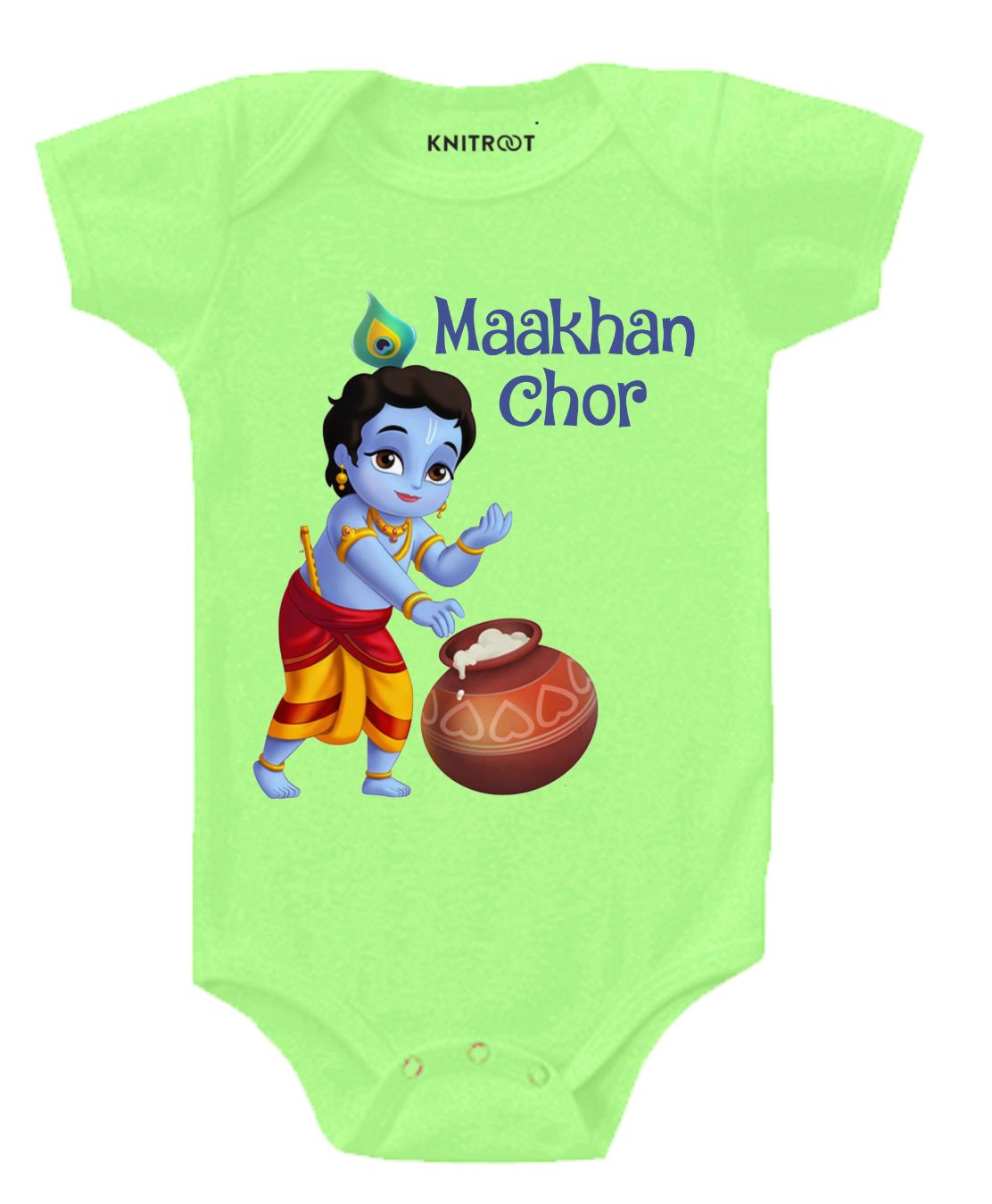 KNITROOT Half Sleeves Maakhan Chor Print Onesie - Green-image-12