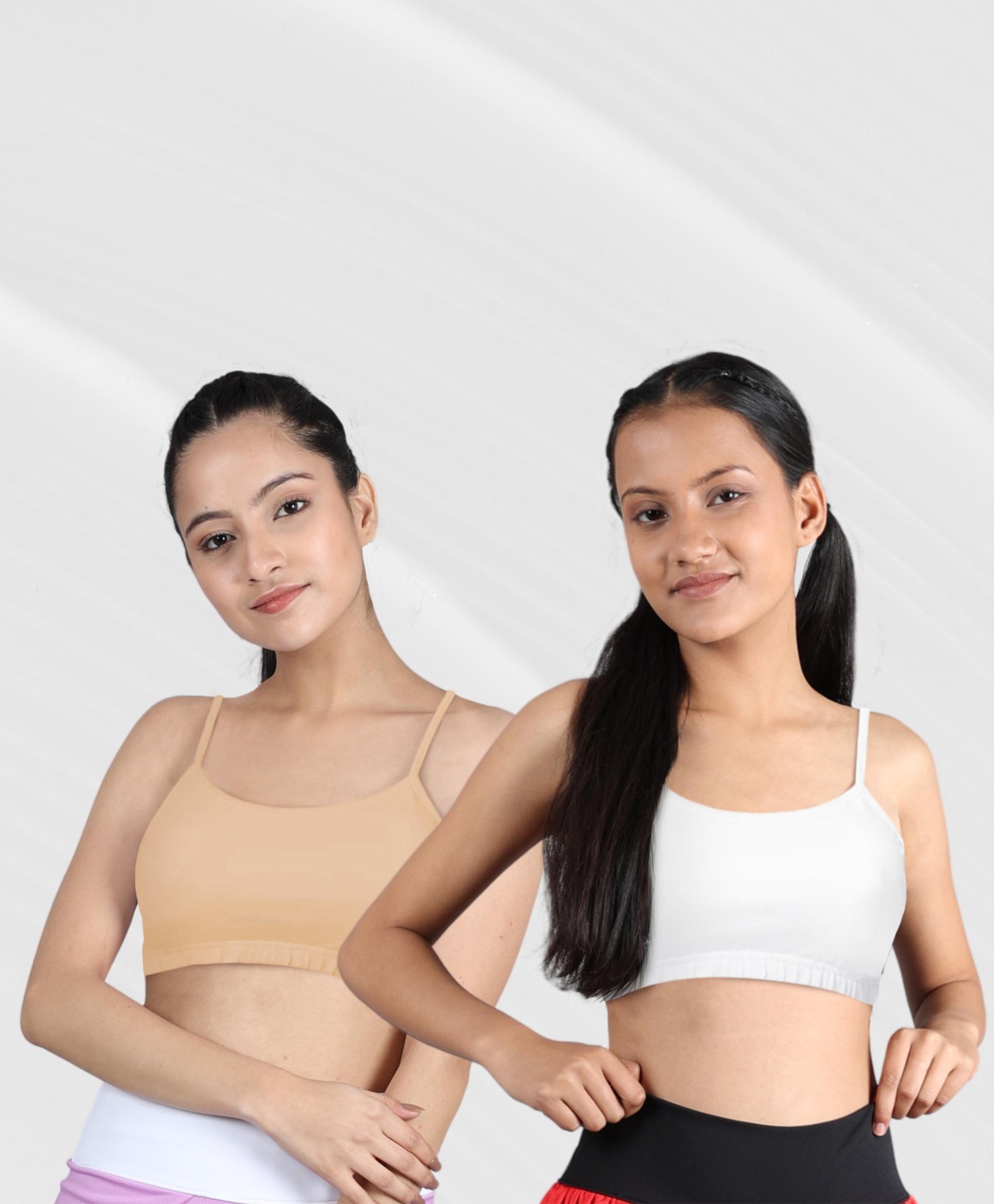 D'chica Pack Of 2 Non Padded Non Wired Beginner Bras - Brown White-picture-18