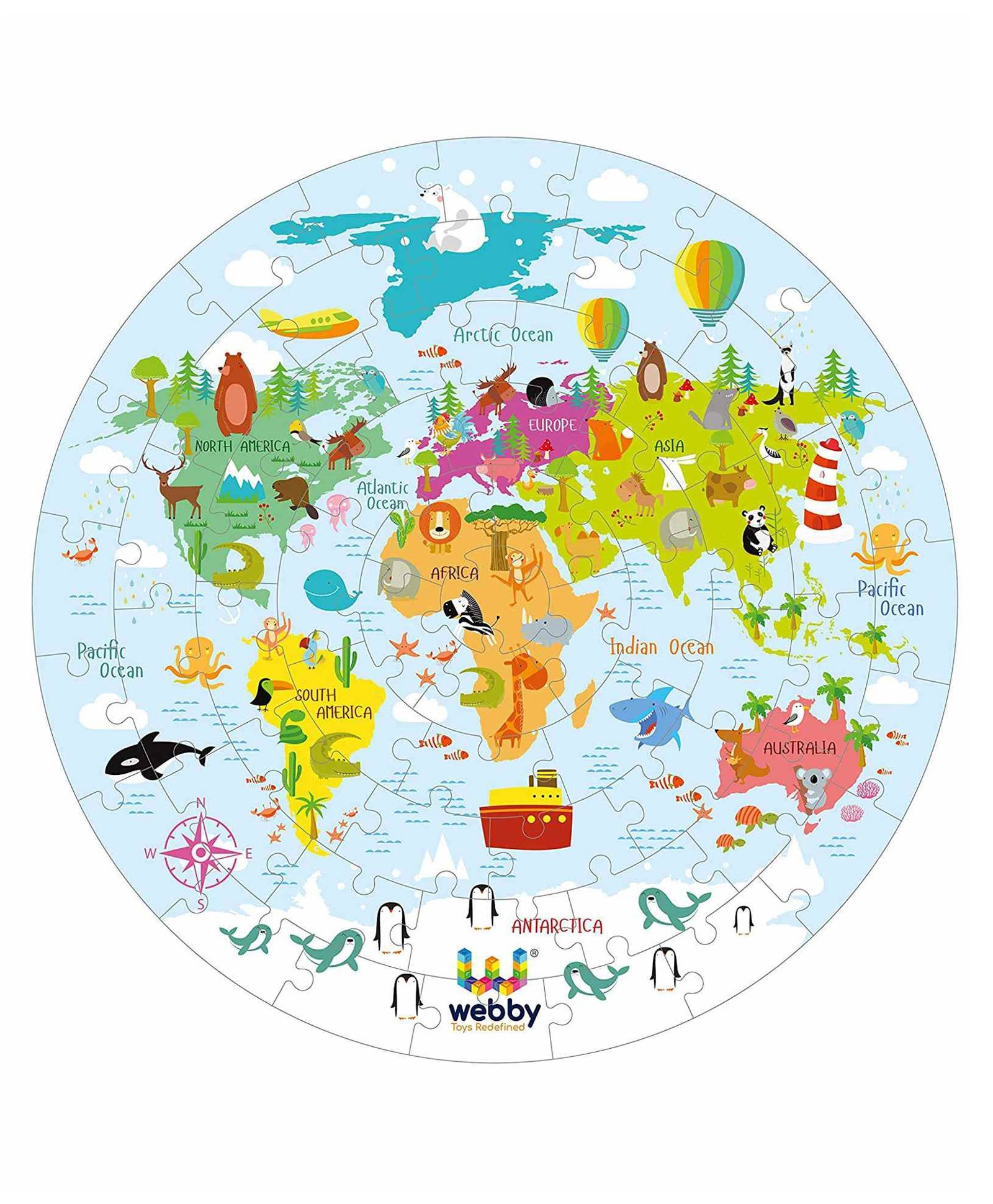 Lattice Amazing World Map Jigsaw Floor Puzzle Multicolor - 60 Pieces-image-13