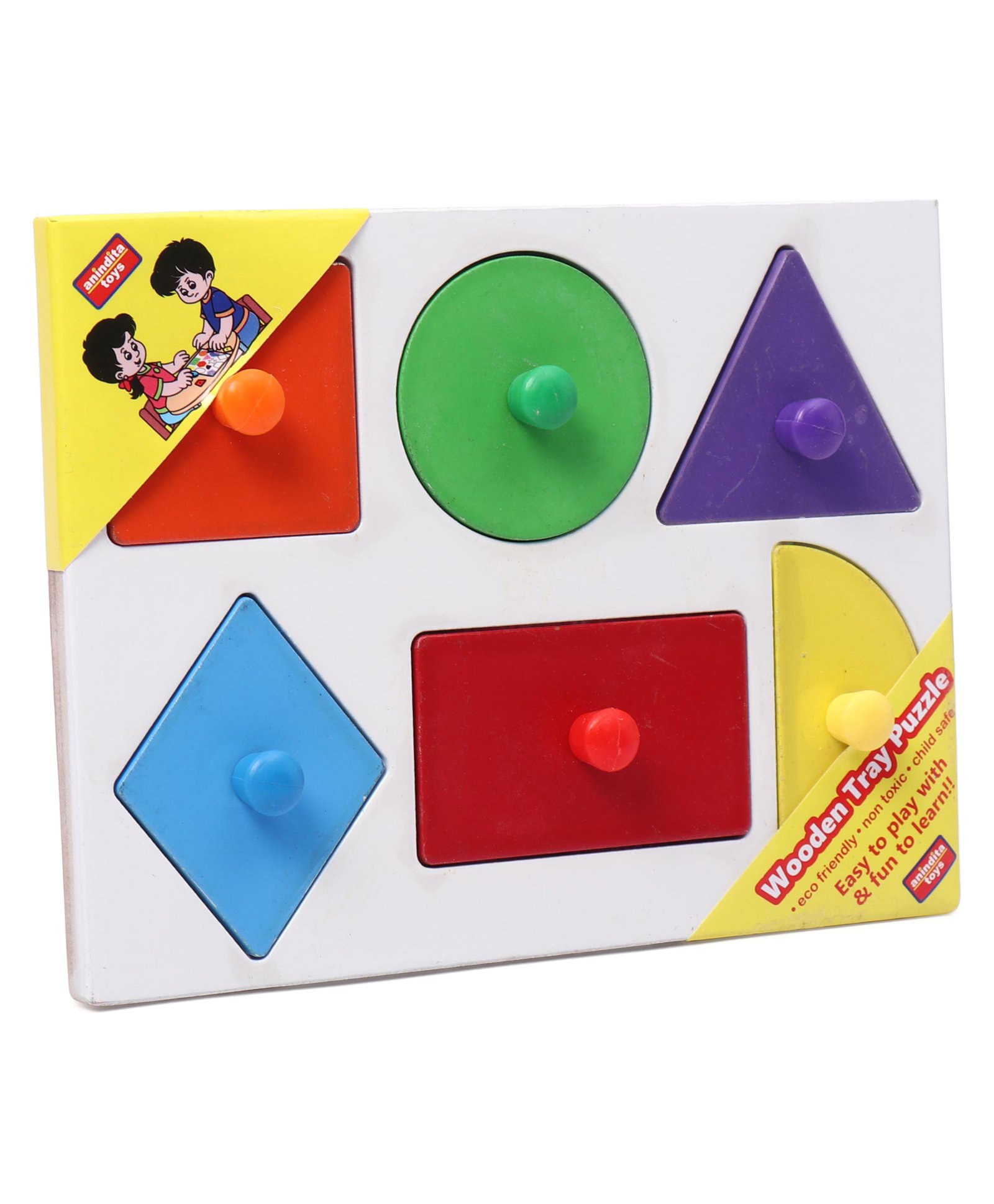 Anindita Toys Wooden Knob & Peg Puzzle Multicolour - 6 pieces-picture-20
