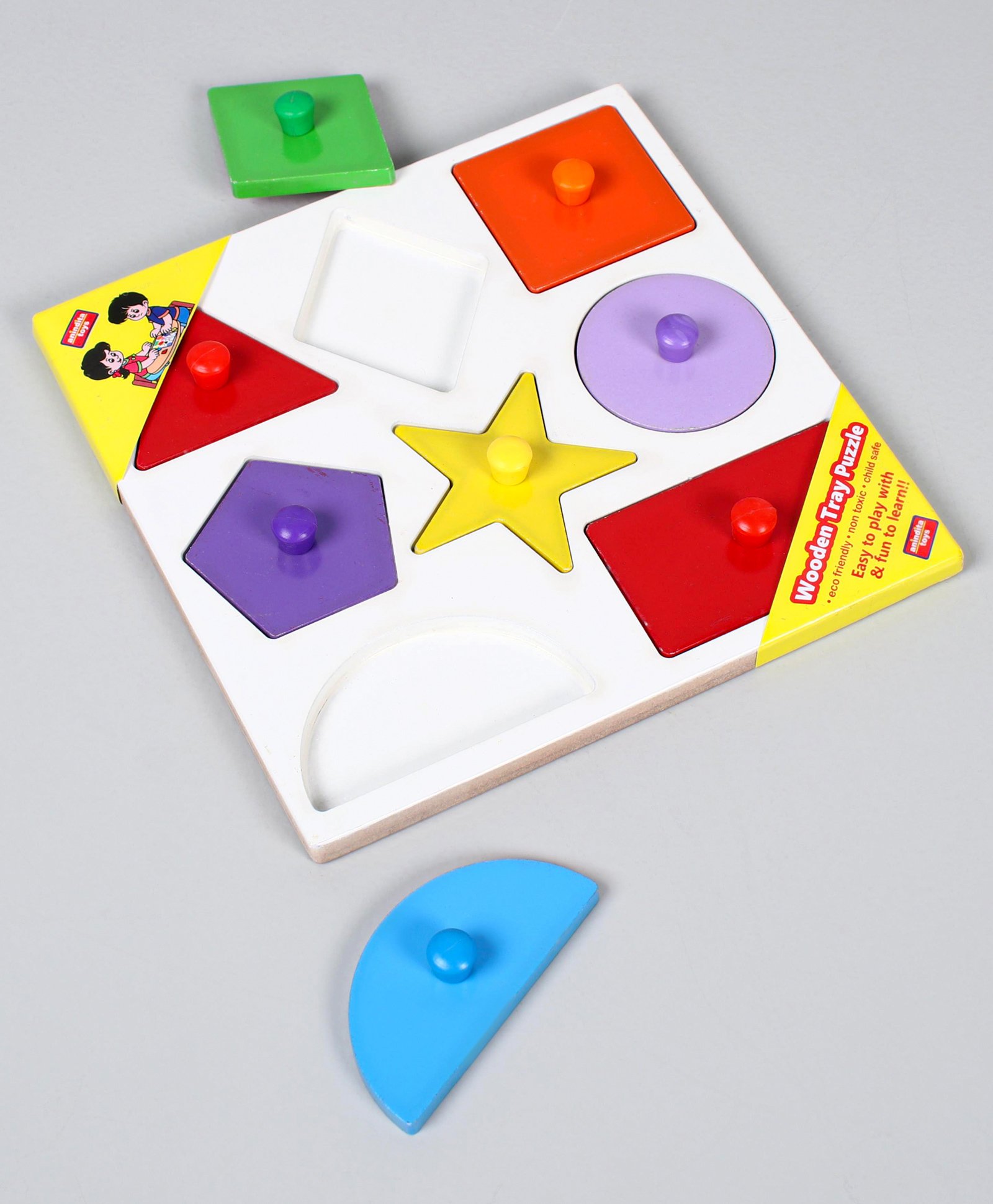 Anindita Toys Wooden Knob & Peg Puzzle Multicolour - 8 pieces-picture-13