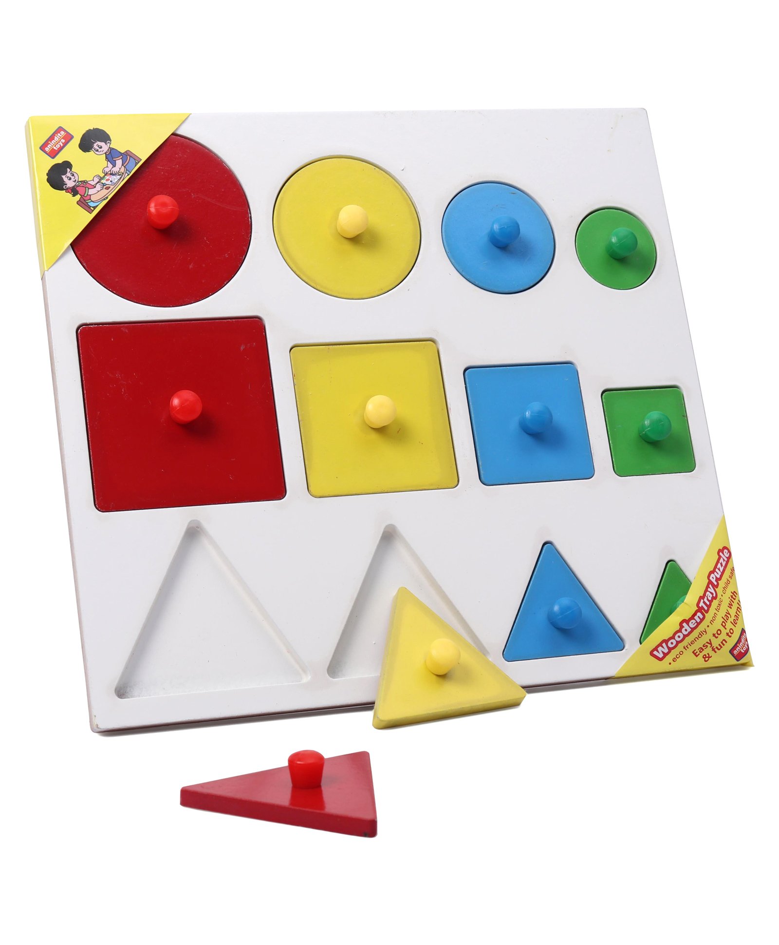 Anindita Toys Wooden Knob & Peg Puzzle Multicolour - 12 pieces-image-38