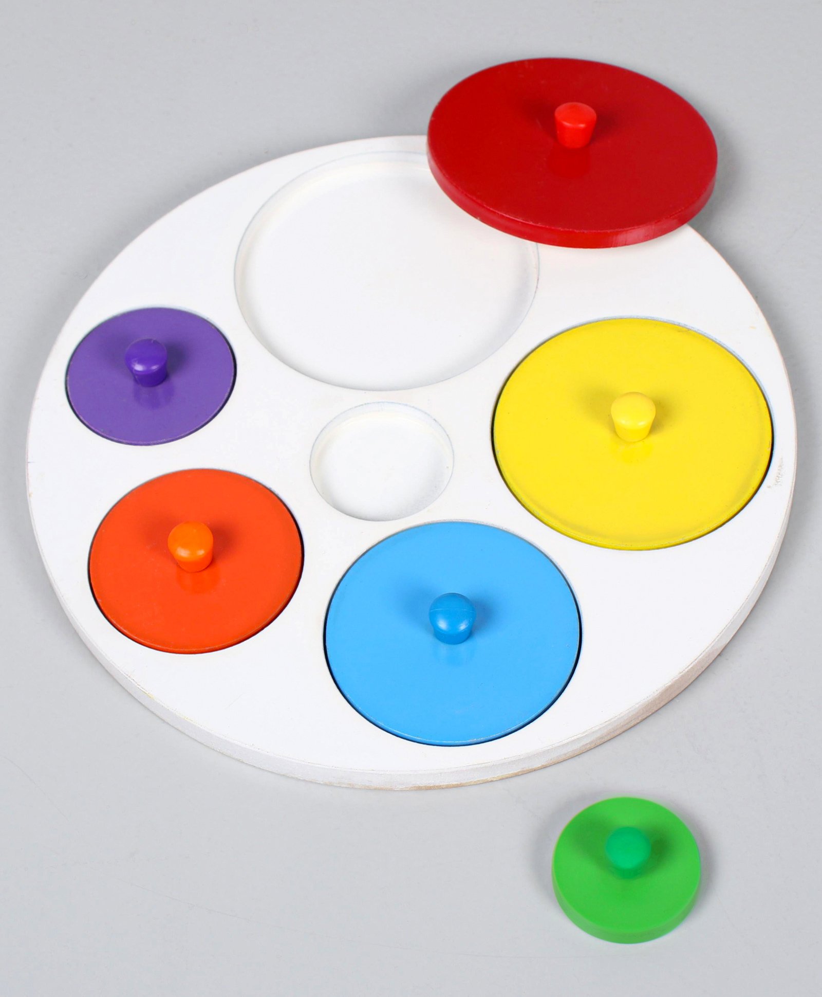 Anindita Toys Shapes Knob & Peg Puzzle Multicolour - 6 Pieces-image-40
