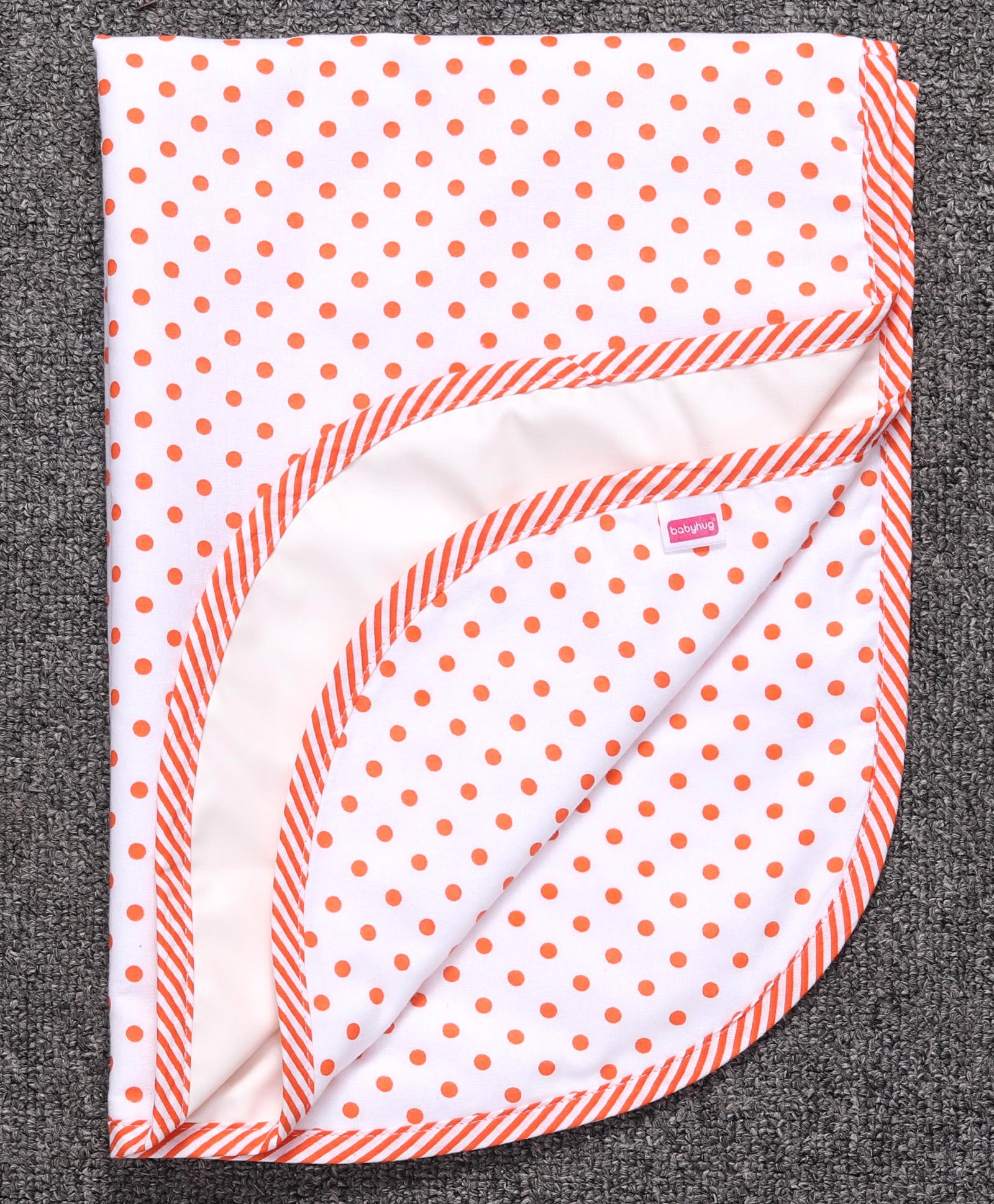 Babyhug Cotton Diaper Changing Mat Small Polka Dots - Orange-image-12