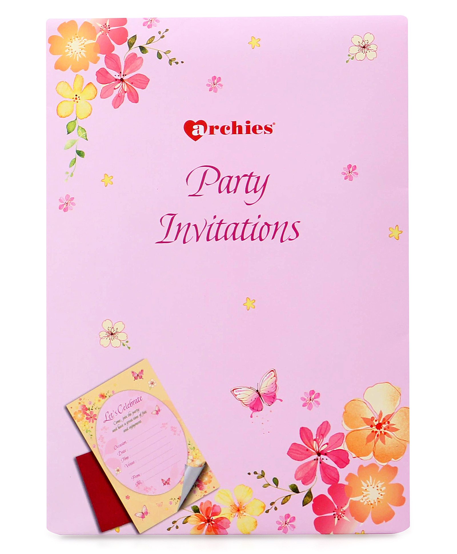 Archies Party Invitation Cards with Envelope Pack of 3 - Pink-image-42