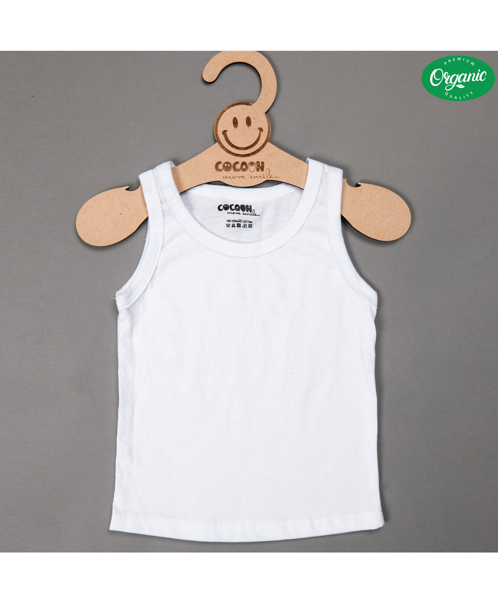 COCOON ORGANICS 100% Organic Cotton Sleeveless Solid Vest  - White-picture-16
