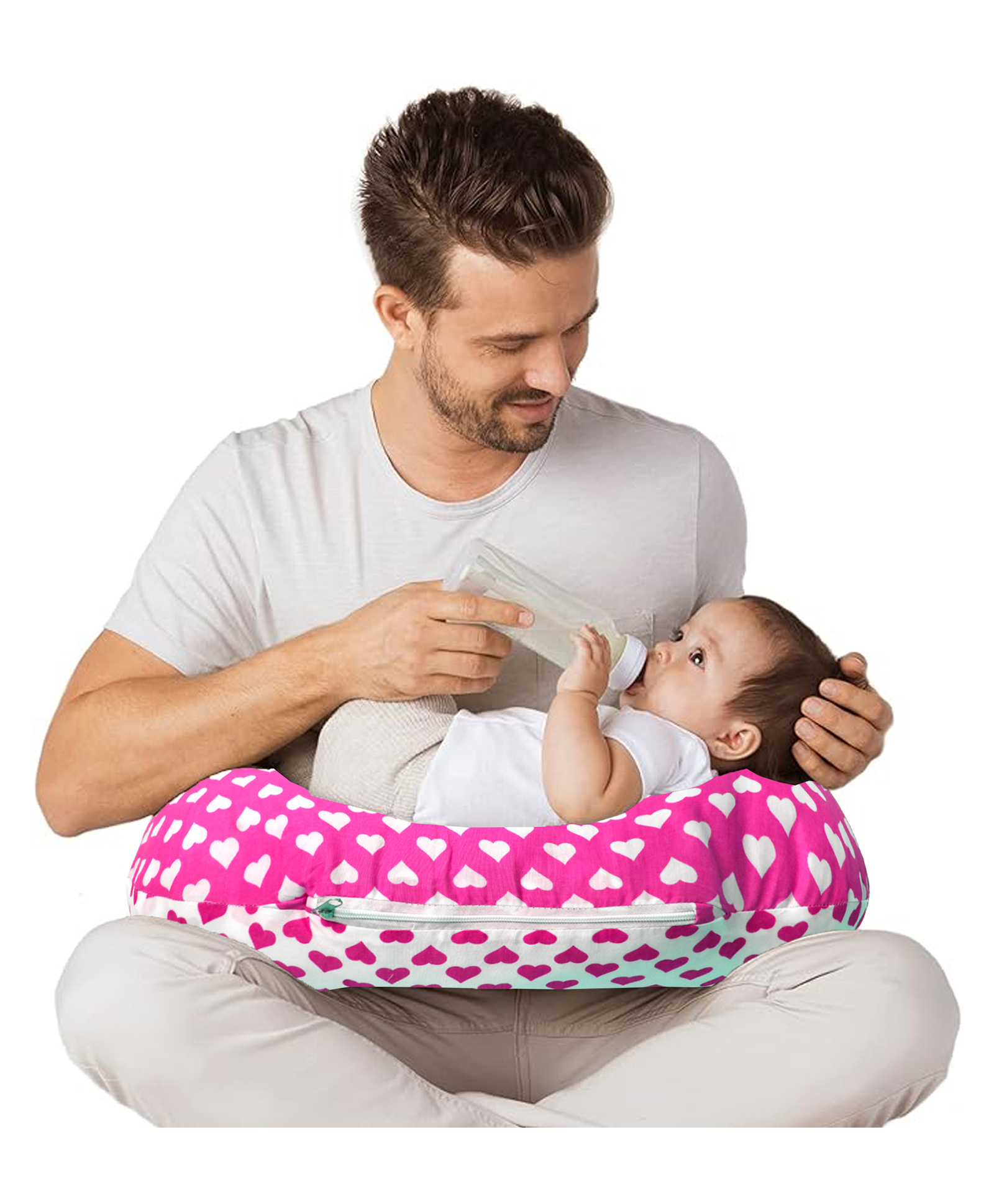 VParents Feeding Pillow Hearts Print - Pink-picture-25