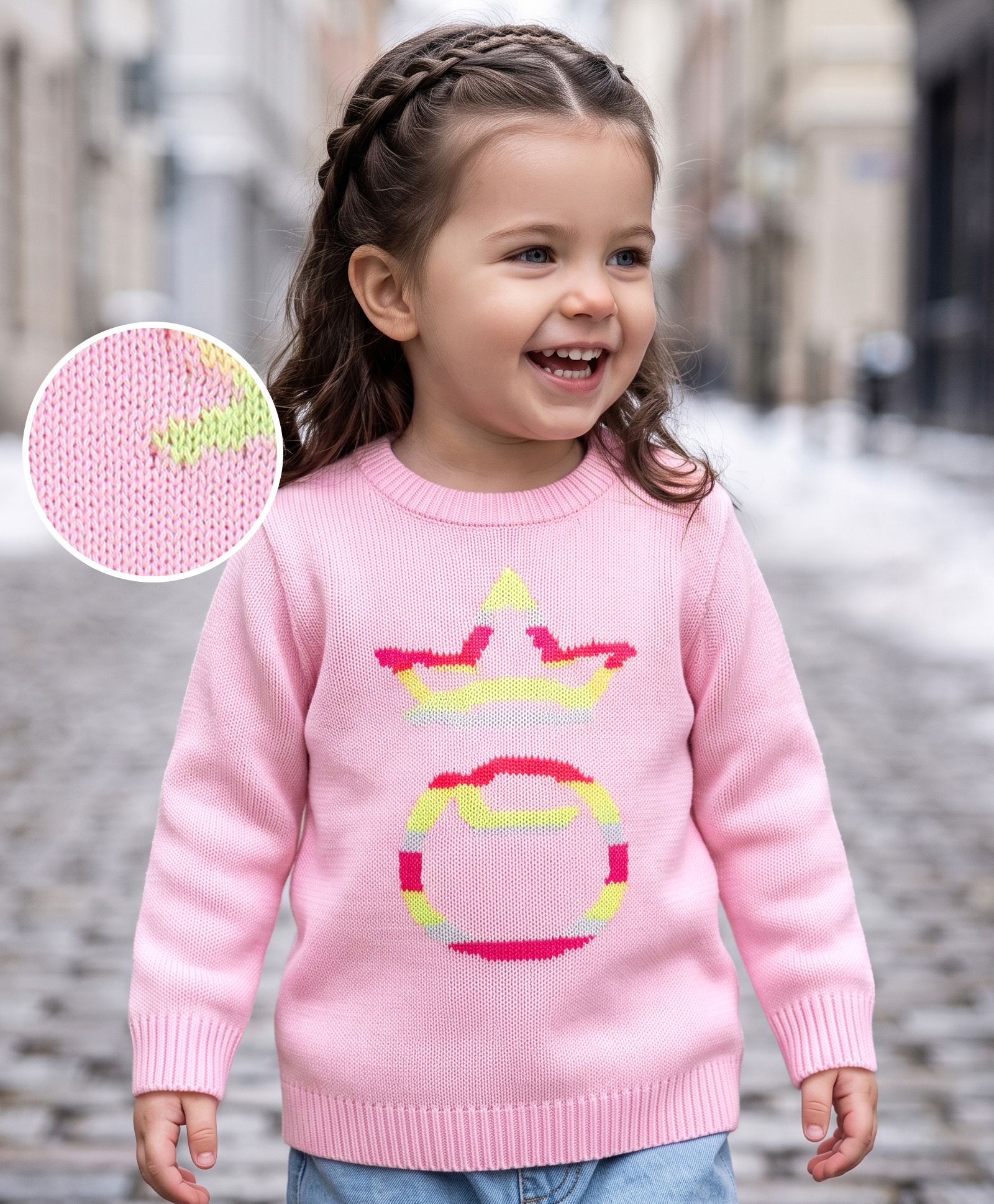 Babyoye Cotton Full Sleeve Pullover Crown Design - Pink-image-5