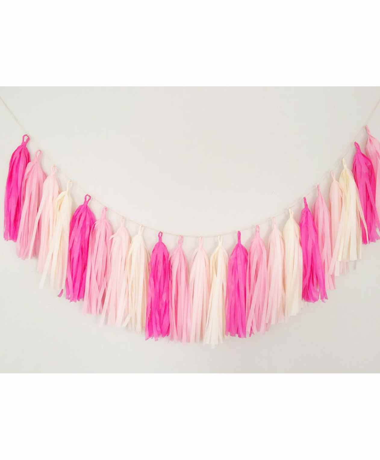 Amfin Paper Tassels Garland Pink Cream Pack of 20 - Length 800 cm