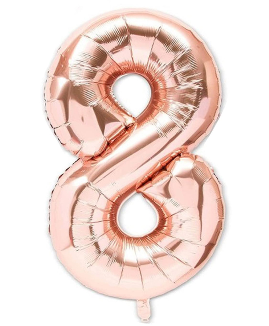 Amfin 8 Number Foil Balloon Rose Gold - Height 81.2 cm-picture-1