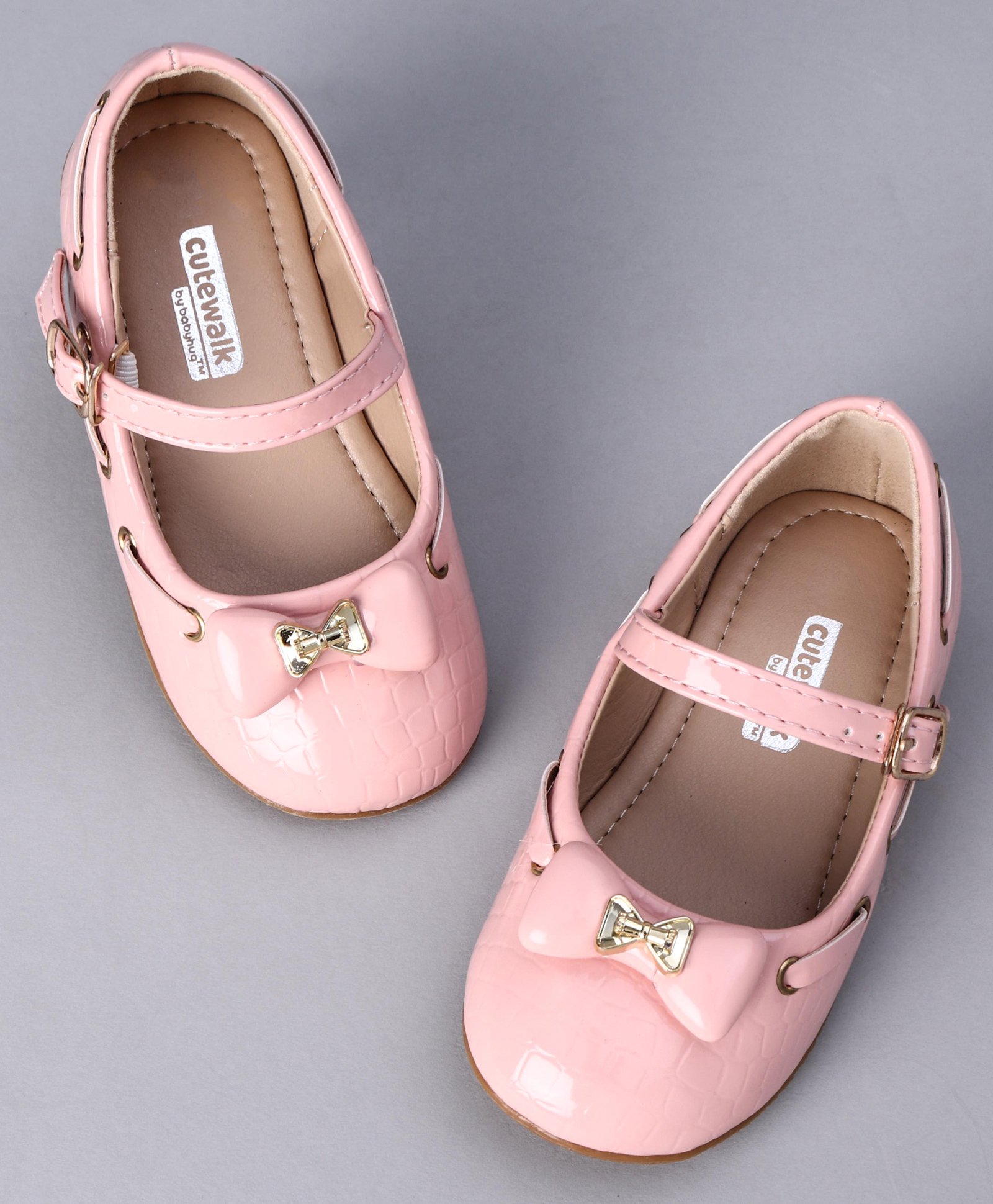 Cute Walk by Babyhug Party Wear Belly Shoes Bow Applique - Pink-image-41