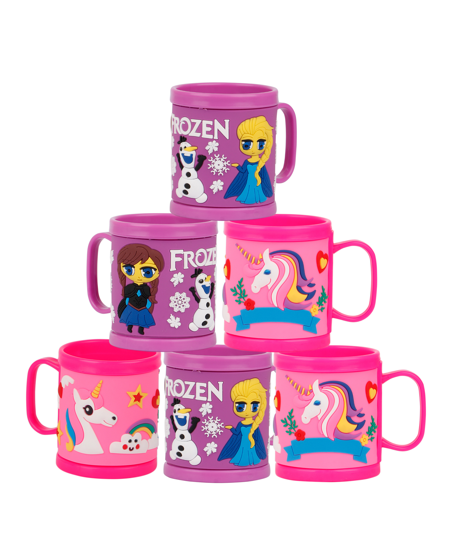 Fiddlerz Cartoon Printed Mugs Pack of 6 Multicolour - 200 ml Each-image-2