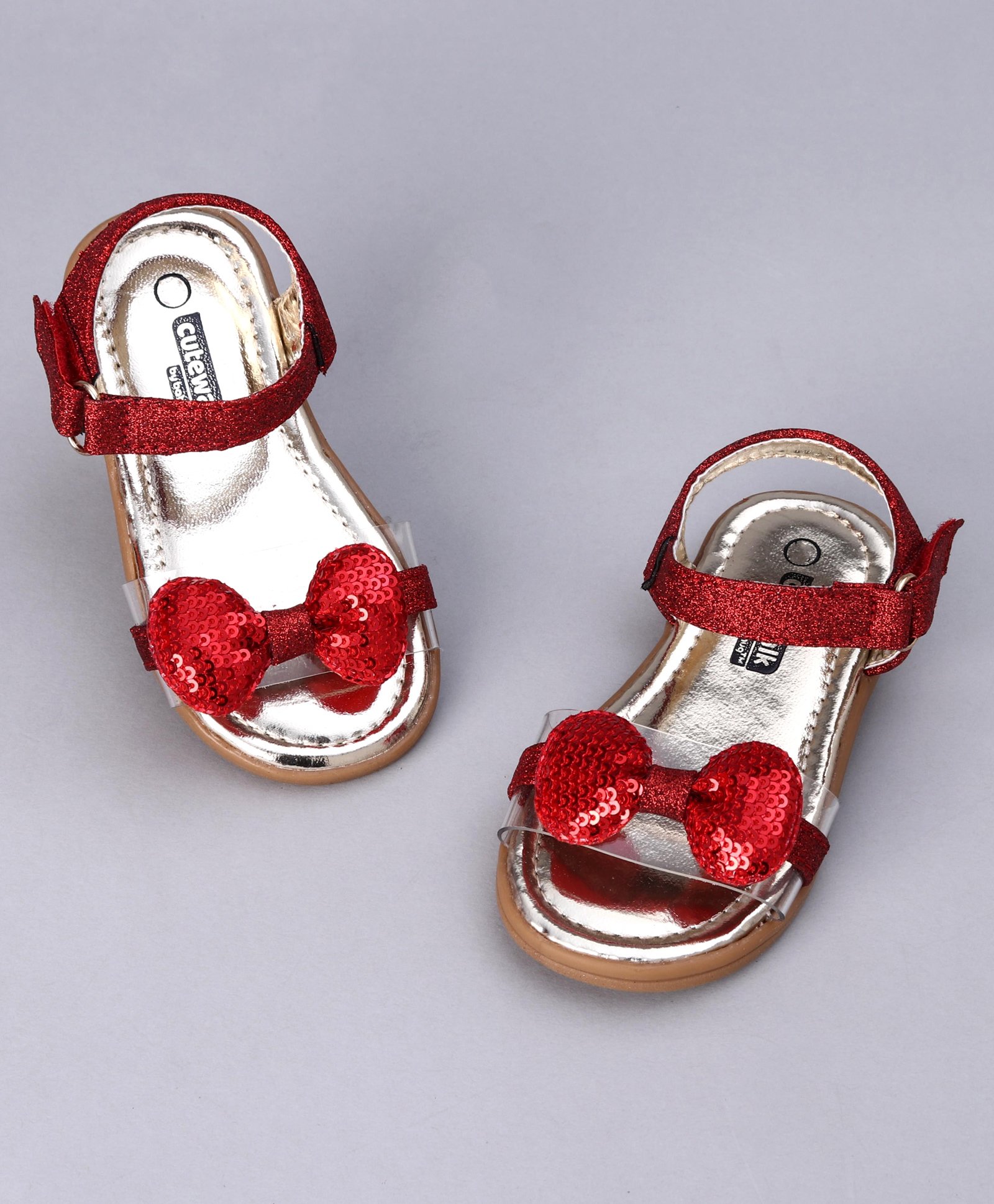 cute walk by babyhug party wear sandals - red