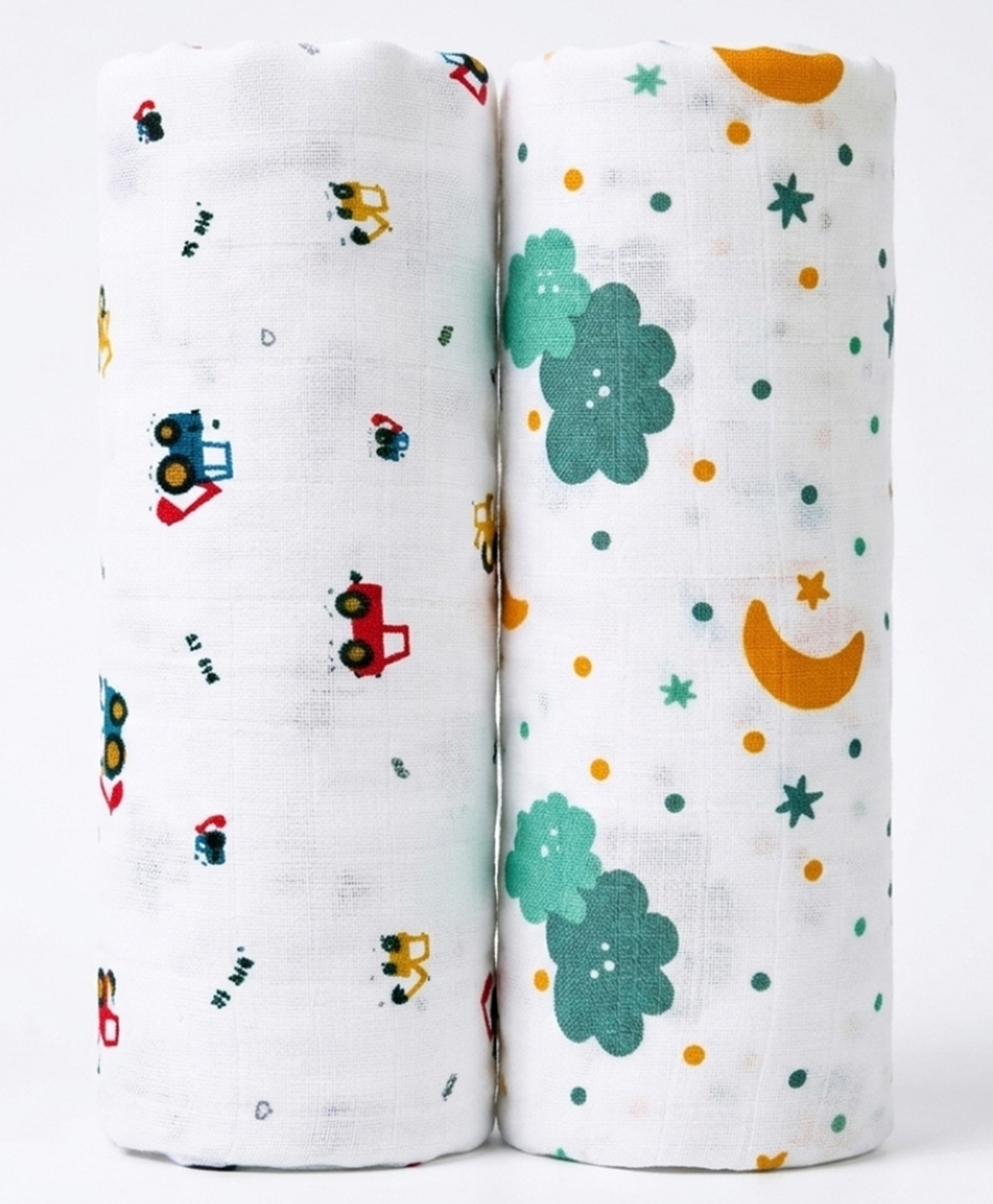 LazyToddler Cotton Organic Muslin Baby Swaddles Set of 2 - Multicolour-image-5