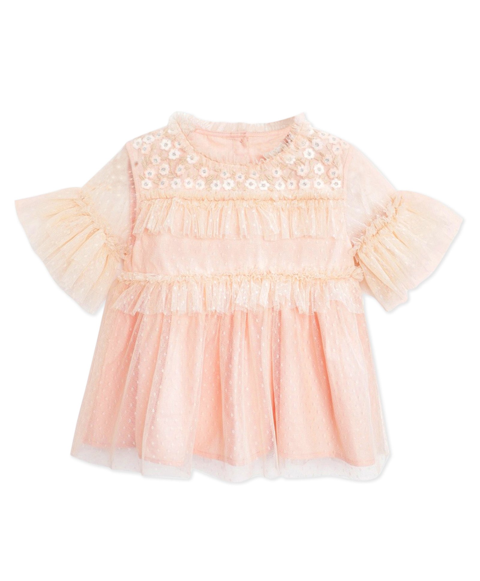 Cherry Crumble By Nitt Hyman Three Fourth Sleeves Flower Embroidery Detailing Top - Peach-image-29