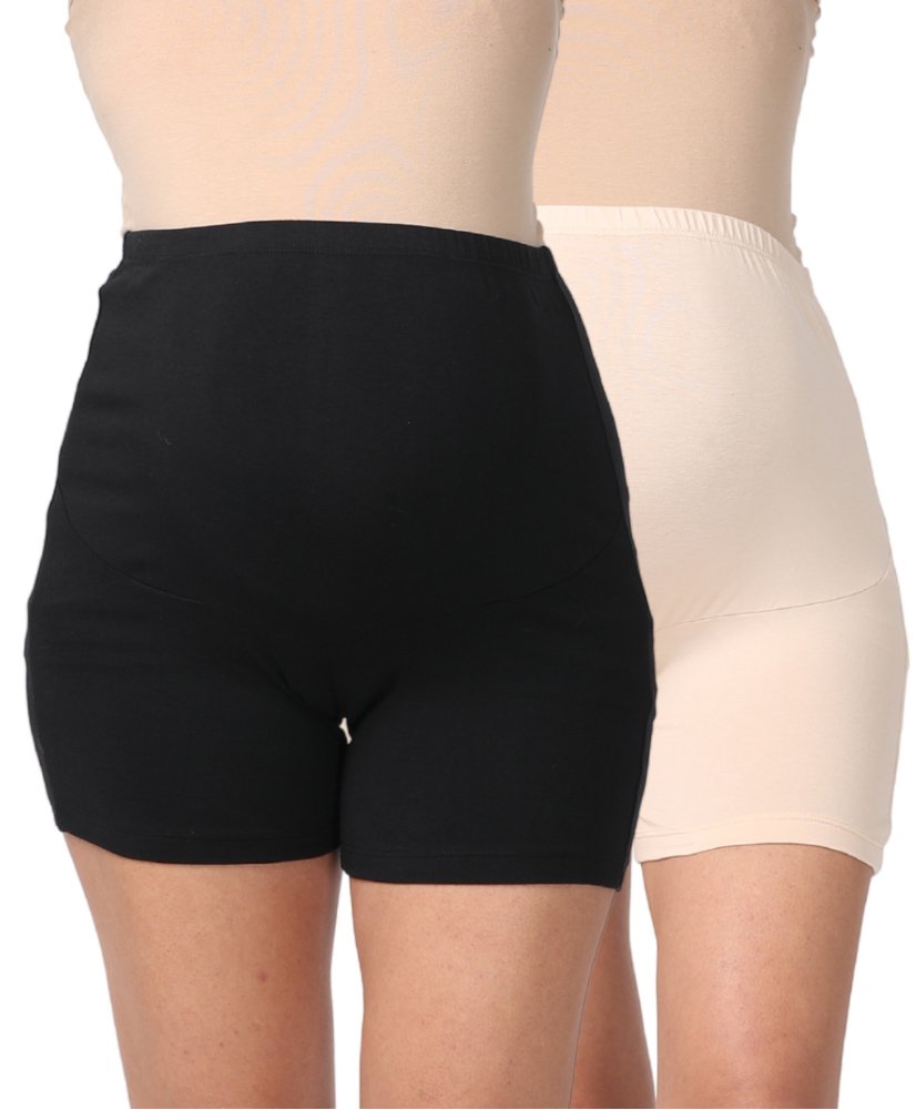 Morph Pack Of 2 Maternity Under Shorts - Beige Black-picture-10