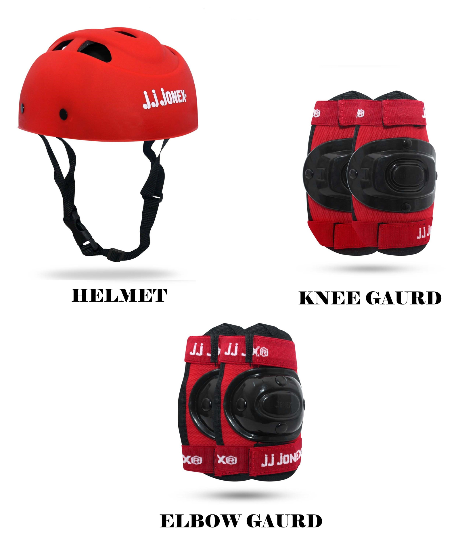 JJ Jonex Skating Protection Set Of 3 Large - Red-picture-25