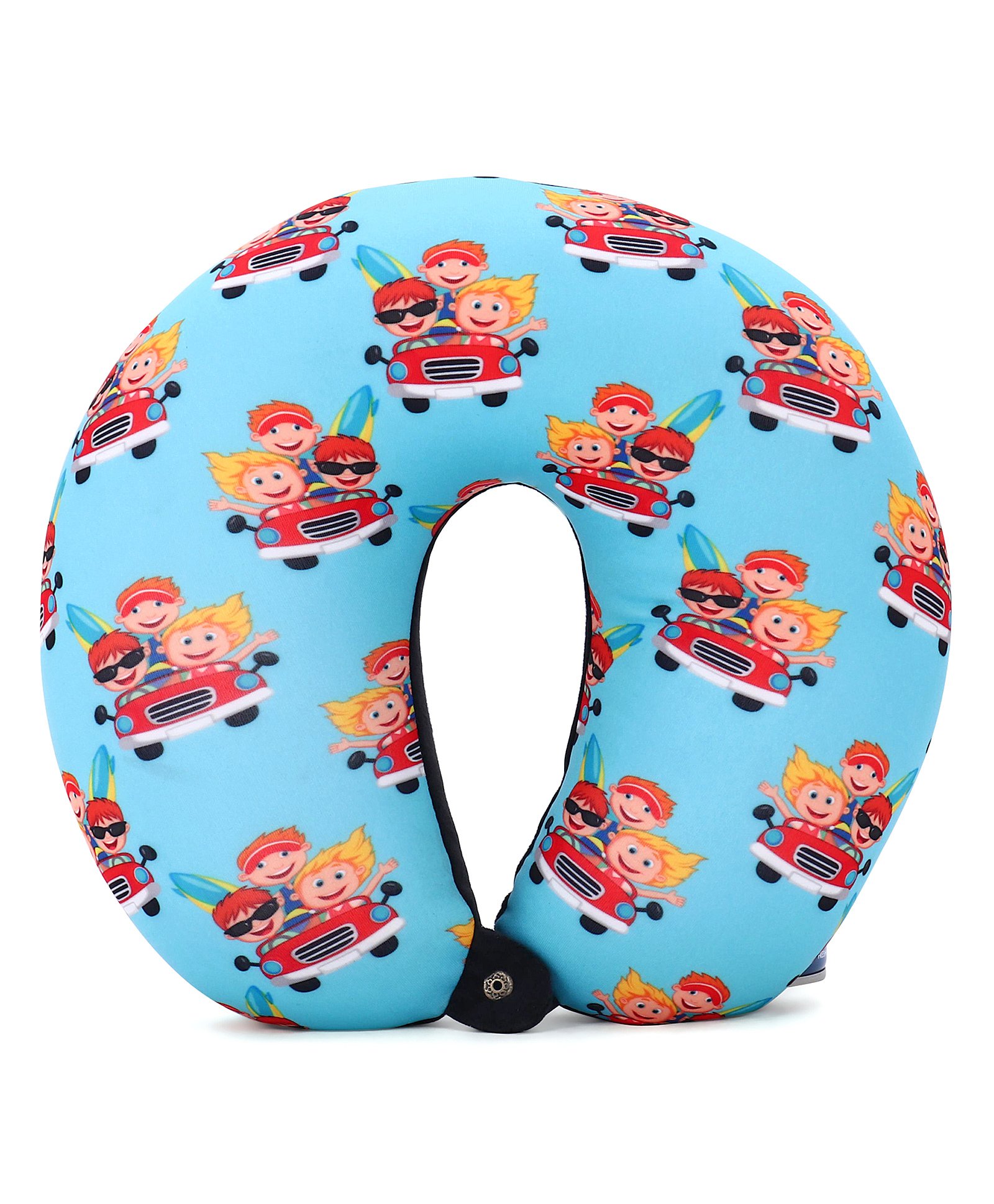 fab n funky U Shaped Neck Pillow With Microbeeds Stuffing Car Theme - Blue-picture-24
