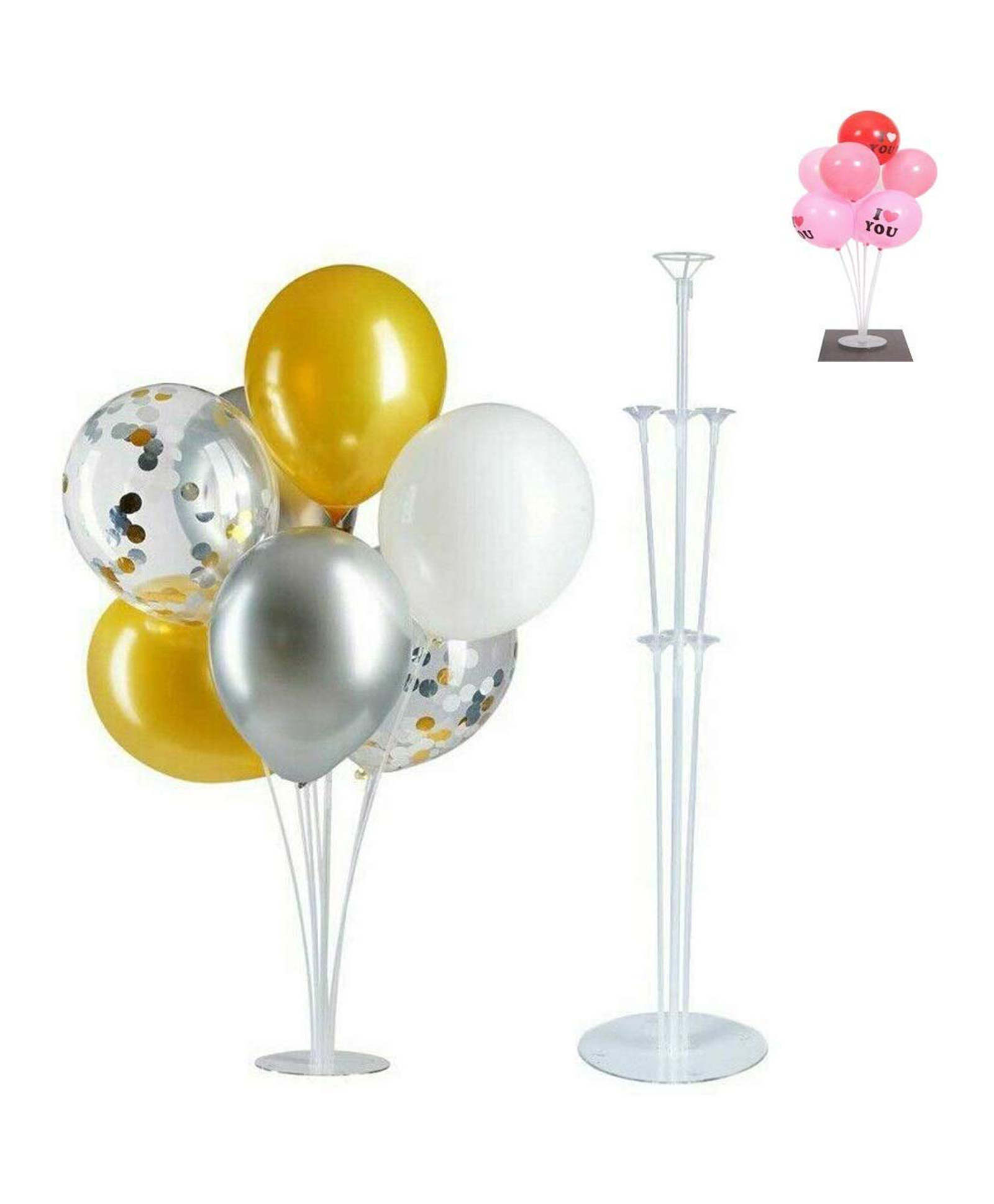 Smartcraft Balloon Set of Clear Table Desktop Balloon Holder - Multicolour