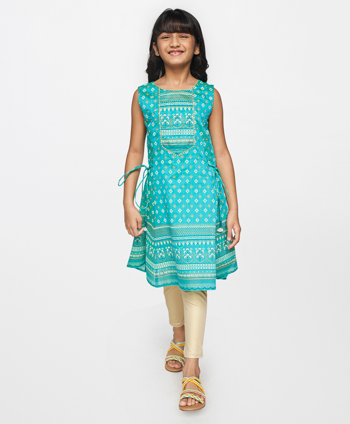 Buy Global Desi Sleeveless Motifs Kurta 