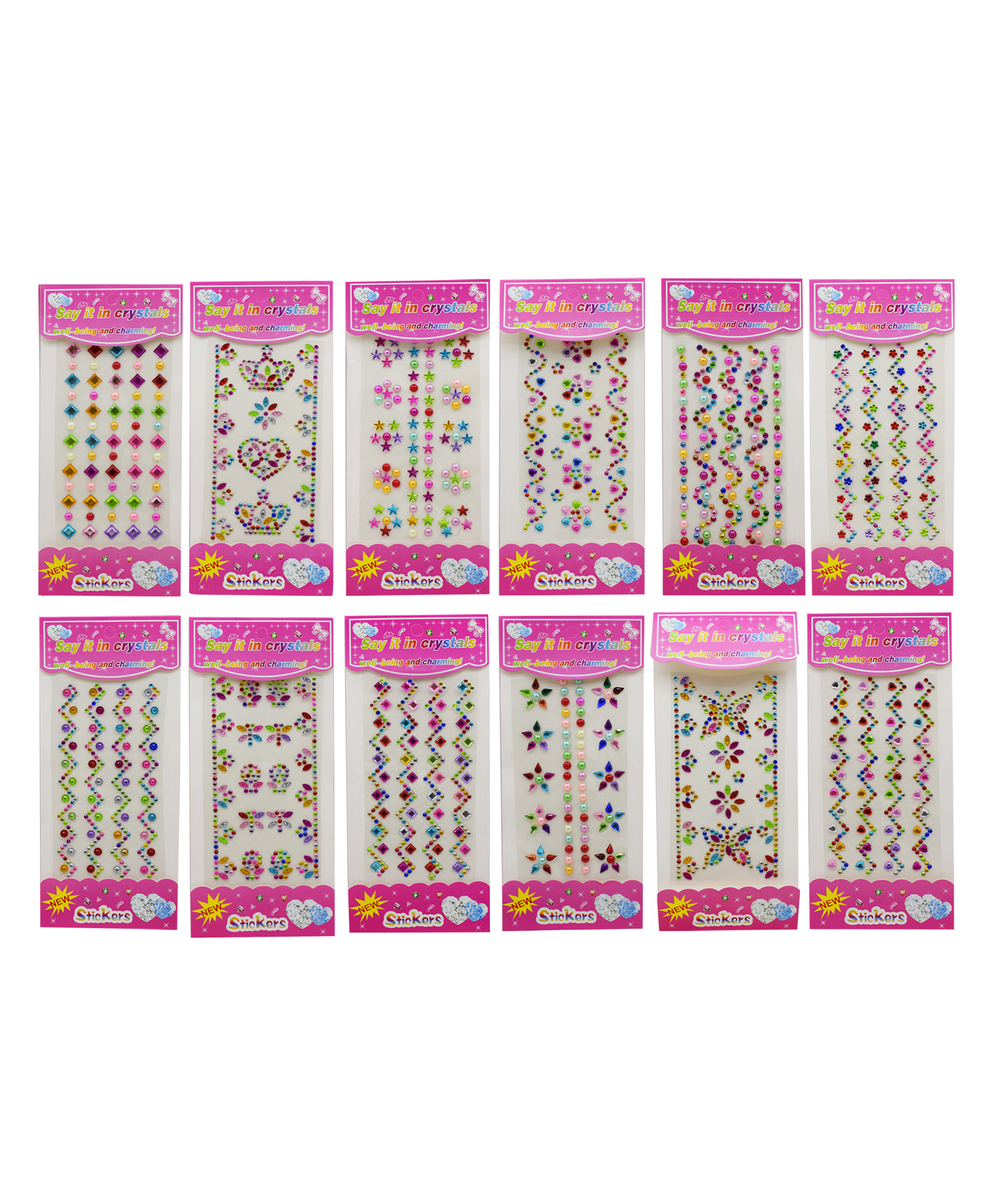 Asera Self Adhesive Pearl Stone Stickers pack of 12 - Multicolor-picture-41