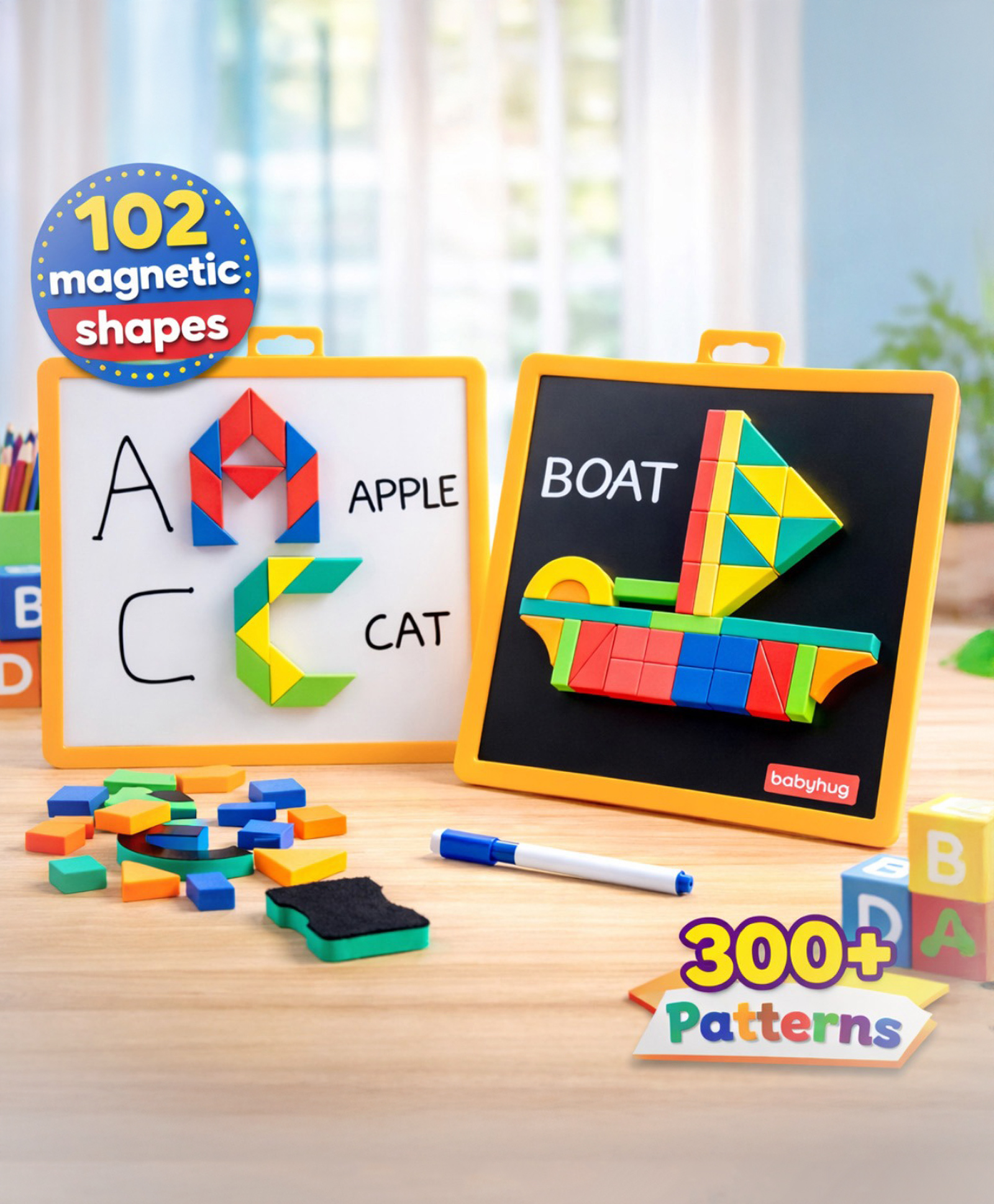 Babyhug Play N Learn Magnetic Playset With Write & Wipe Feature - 300+ Patterns-picture-12