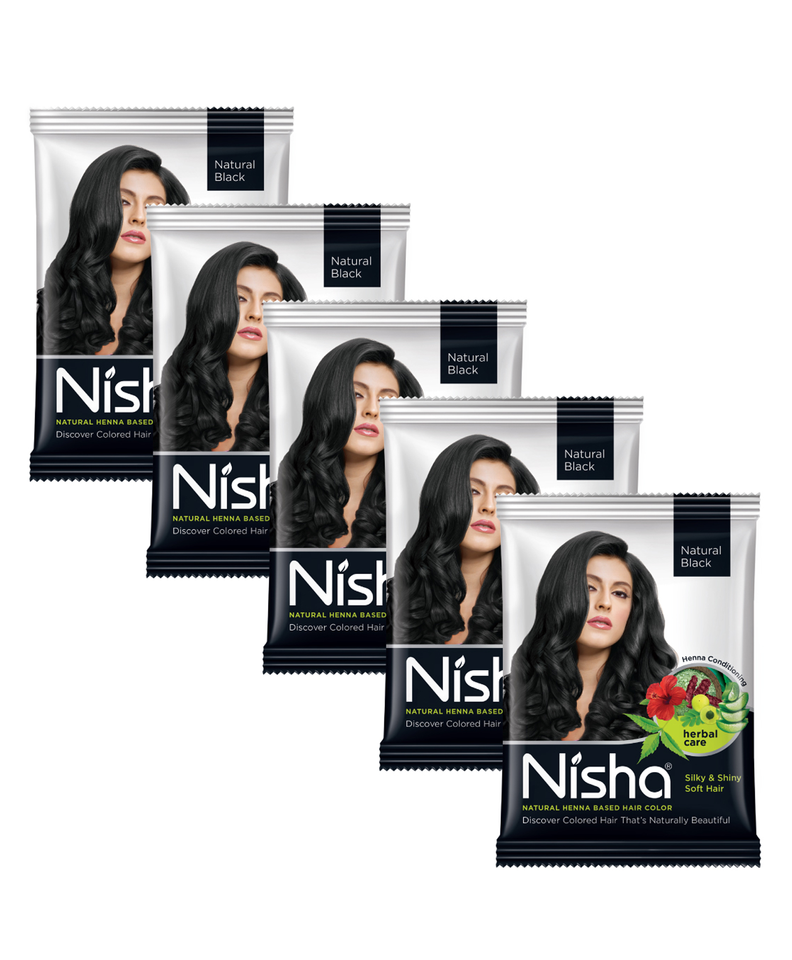 Nisha Henna Based Hair Color Natural Black Pack of 5 - 125 gm Online in  India, Buy at Best Price from  - 9634553
