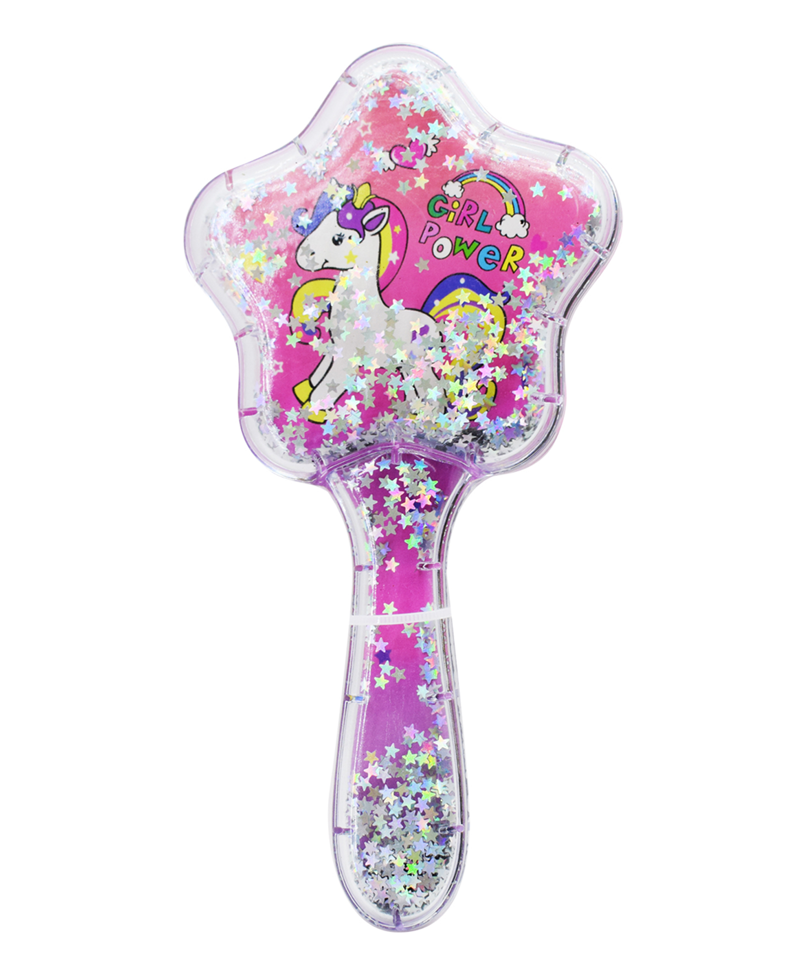 Asera Unicorn Theme Glittery Star Hair Brush - Multicolor-image-25