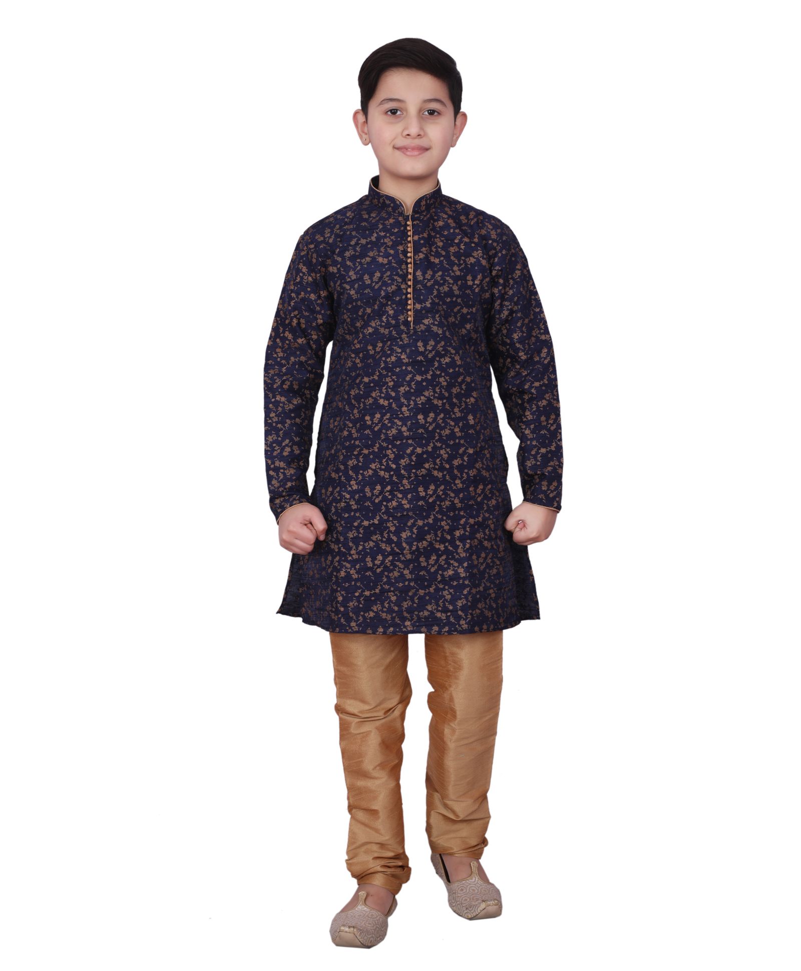 P-MARK Full Sleeves All Over Printed Kurta With Pajama - Blue-image-23