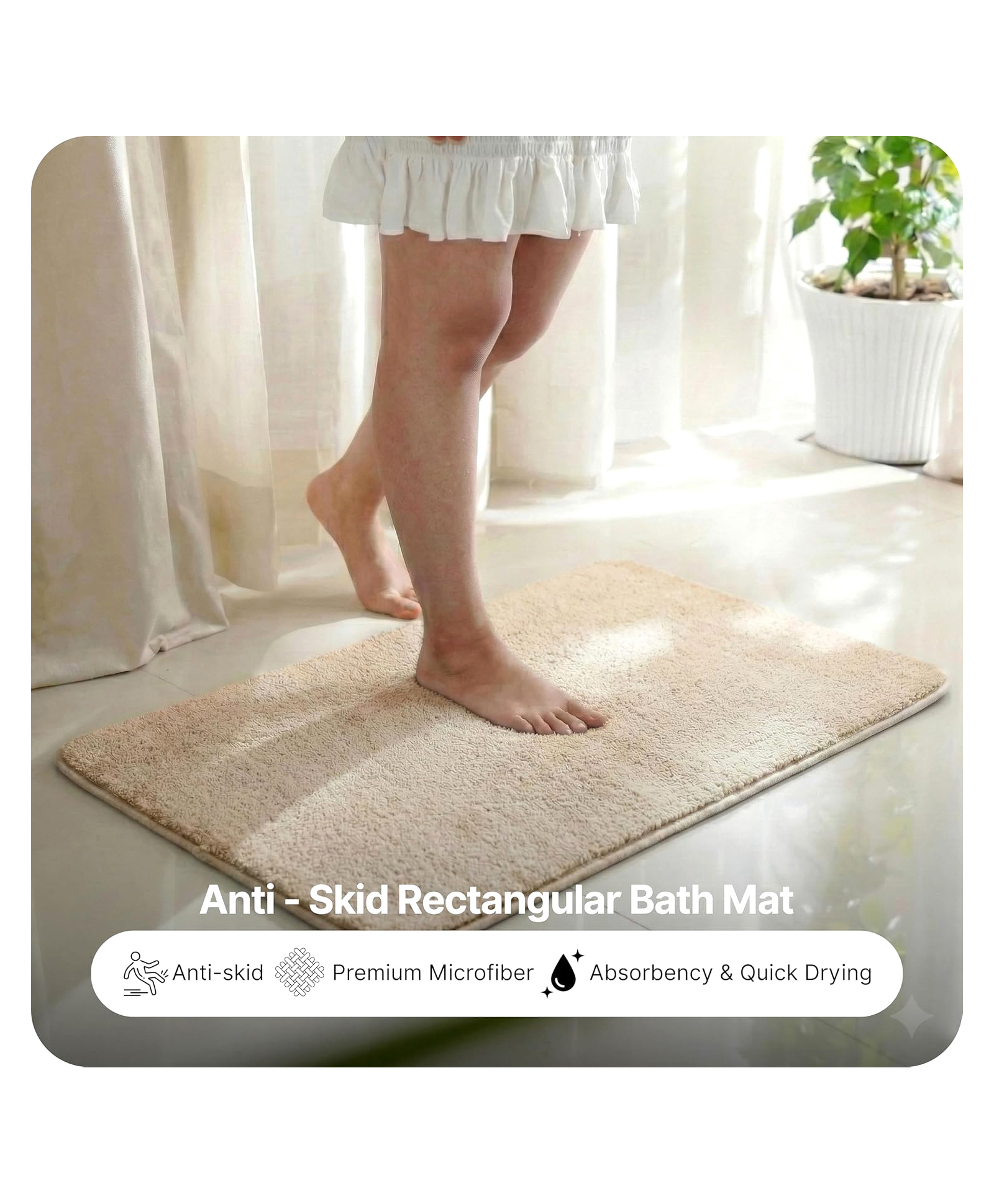 Saral Home Anti Skid Microfiber Bath Mat Pack of 2 - Brown-picture-33