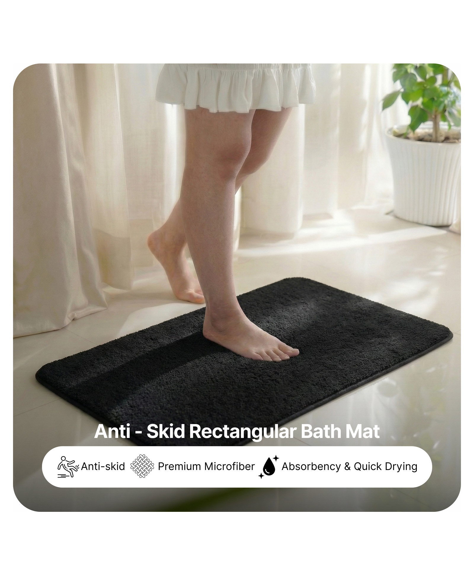 Saral Home Soft Microfiber Anti-Skid Bath Mat (35x50 cm, Black) - Pack of 2-picture-28