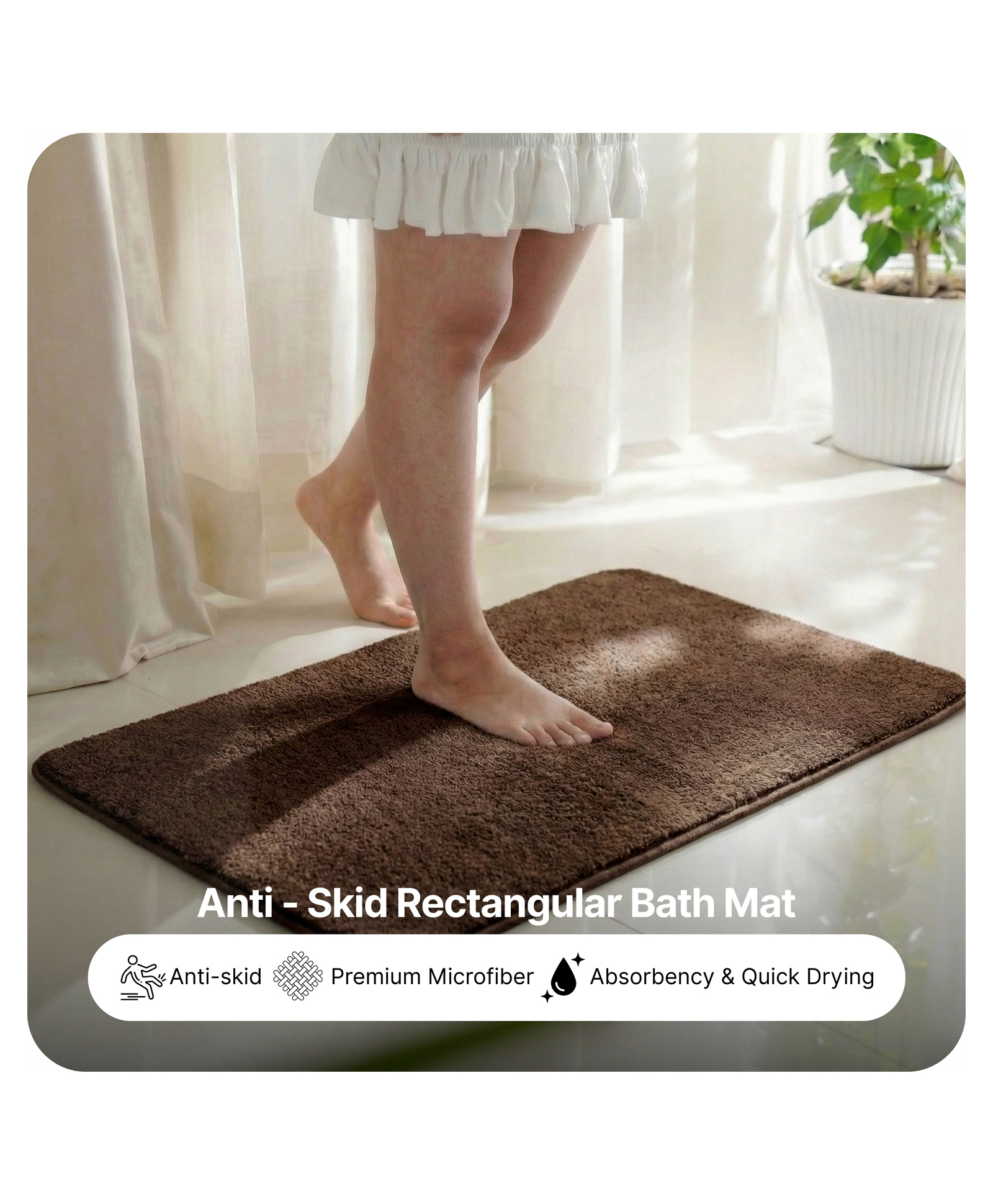 Saral Home Soft Microfiber Anti-Skid Bathmat Pack of 2 -Brown-picture-27