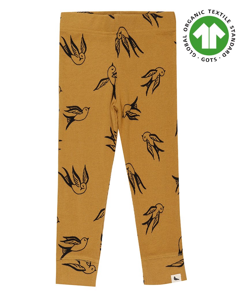 Turtledove London Organic Cotton Full Length Leggings Birds Print - Yellow-image-11