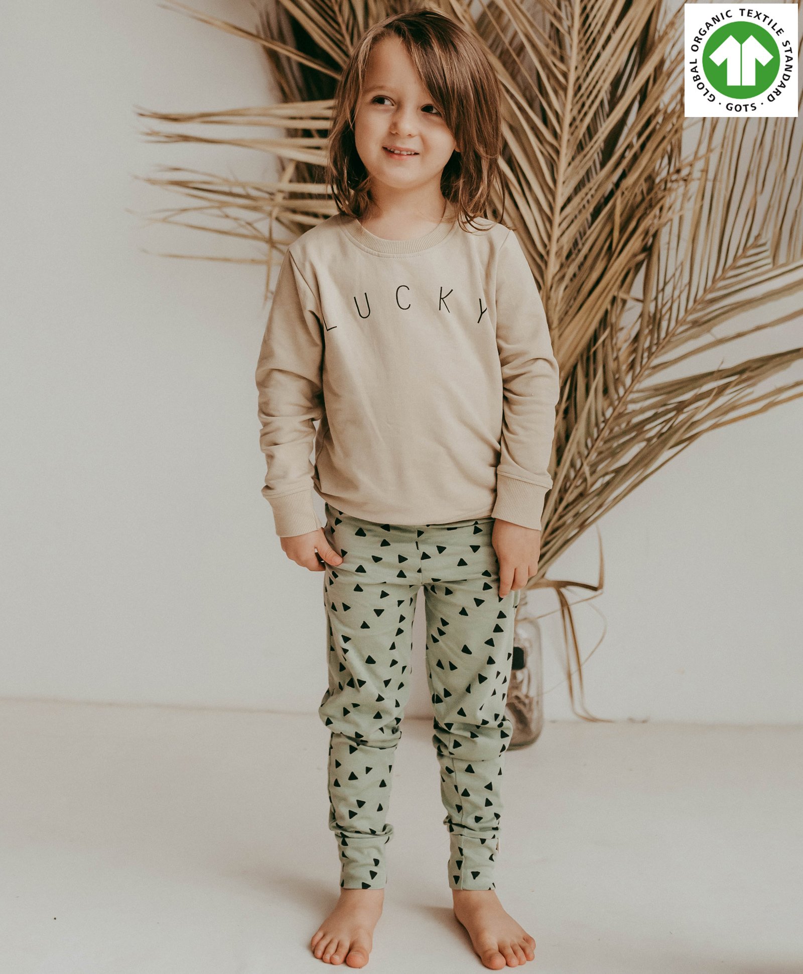 Turtledove London Full Length Organic Cotton Leggings Triangle Print - Green-image-46